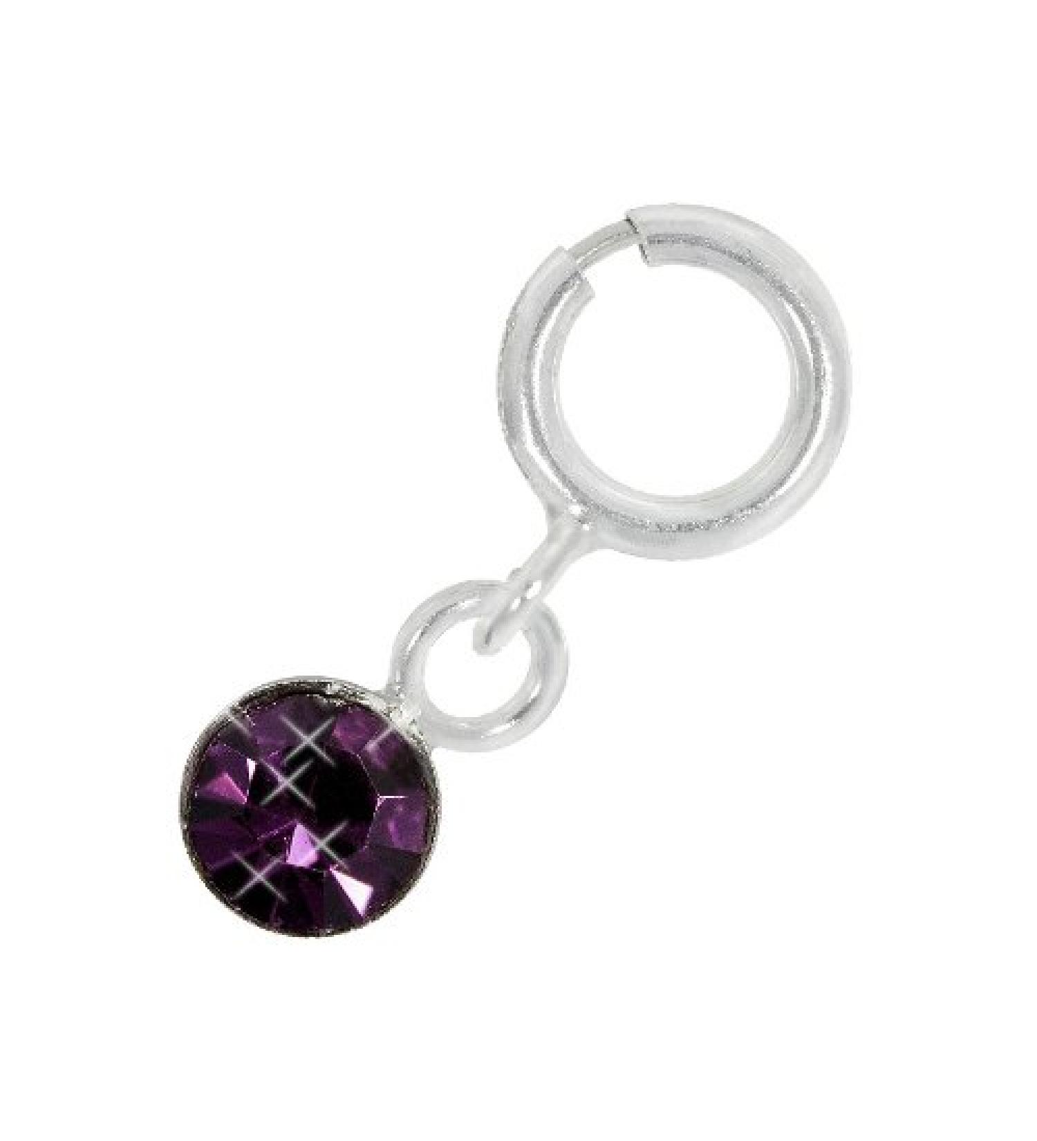 Nail Piercing Silver With Stone Purple - 925 Sterling Silver - Nail Art Finger Foot