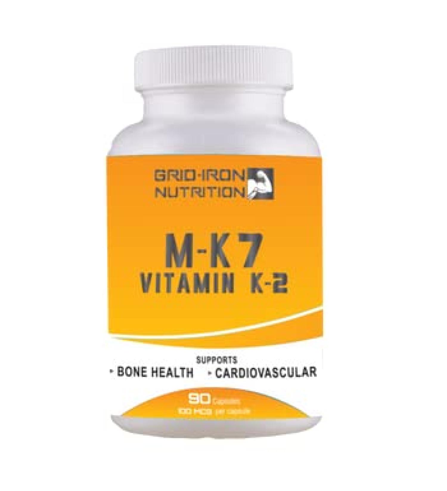 GRID-IRON NUTRITION Vitamin K2 MK-7 100mcg - Bone & Health Support - 90 Capsules - Buy Online on GoSupps.com