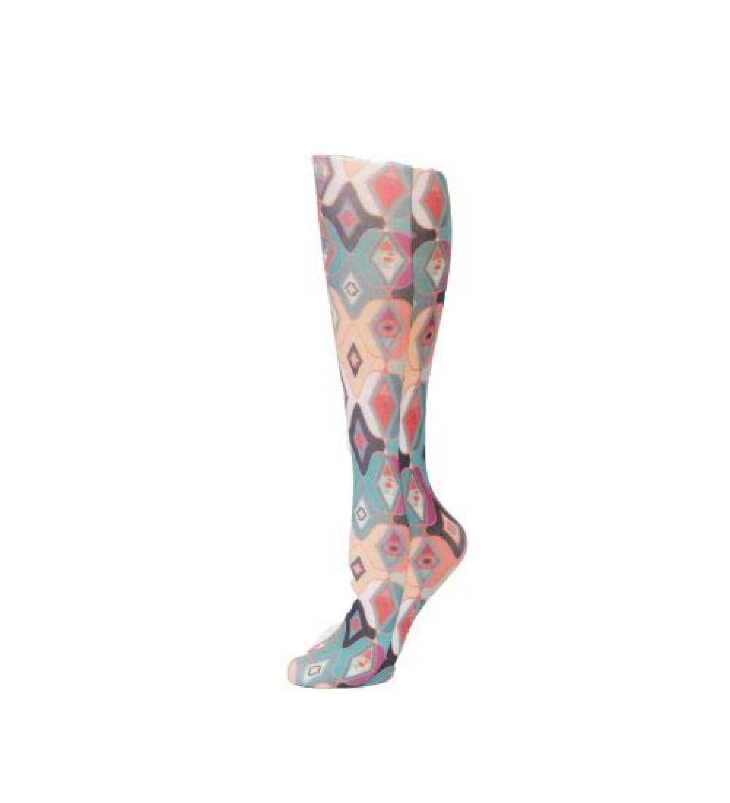 Red Moby Celeste-Stein-CMPSQ-2084 Womens 8-15 mmHg Compression Sock - Queen - Abstract Argyle