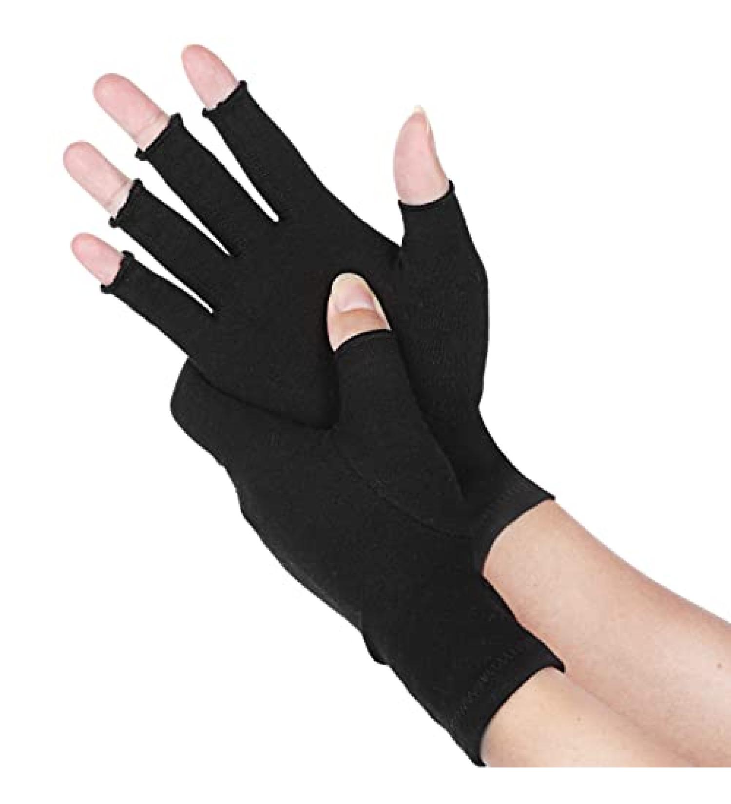 Sibba Arthritis Compression Gloves for Women Men - Fingerless Glove for RSI, Carpal Tunnel, Rheumatoid, Tendonitis - Black - Buy Online on GoSupps.com