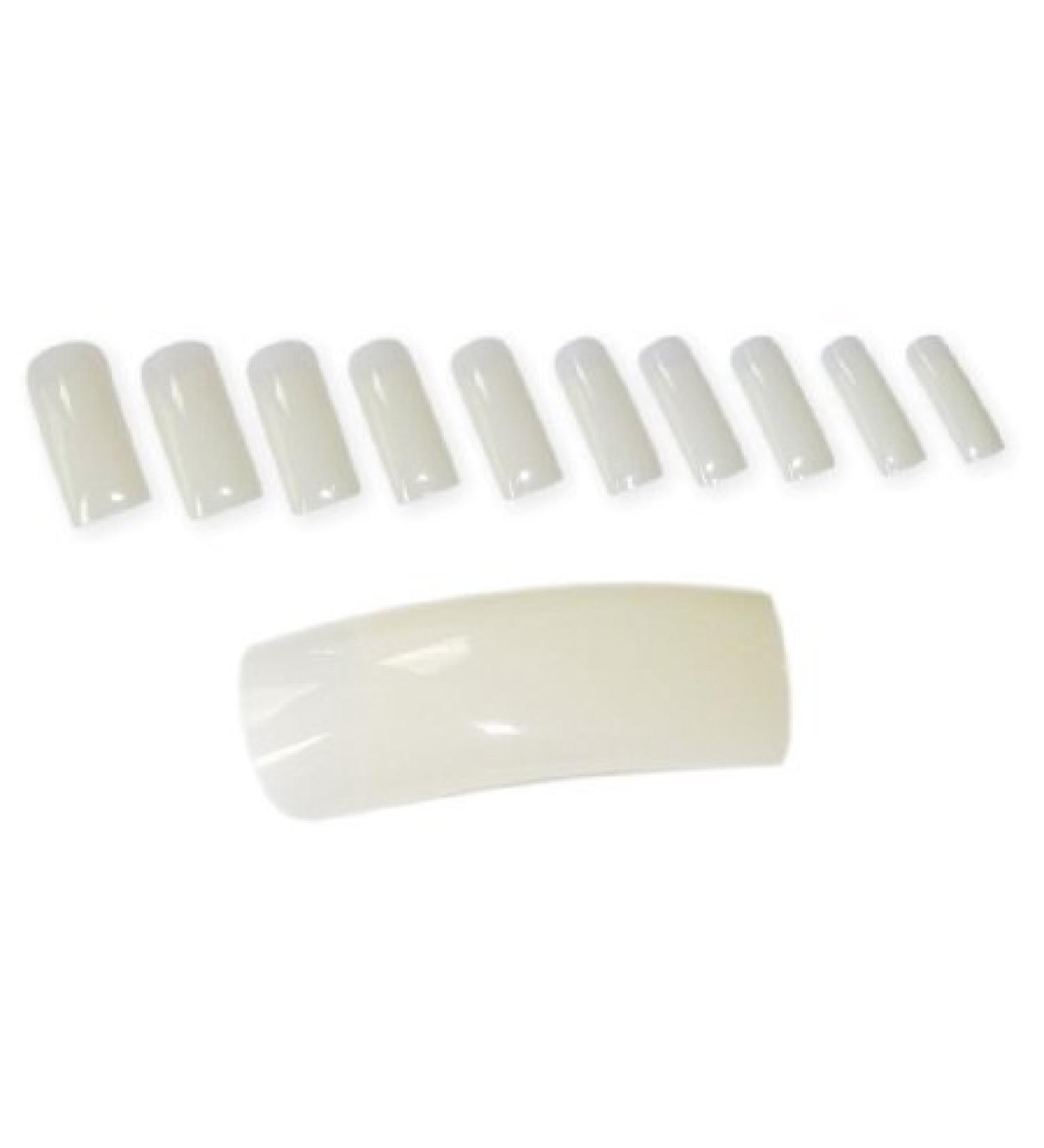 500 pieces Tips Classic Square Premium Professional NATURAL in 10 sizes (0-9) with light C-curve in ABS quality from
