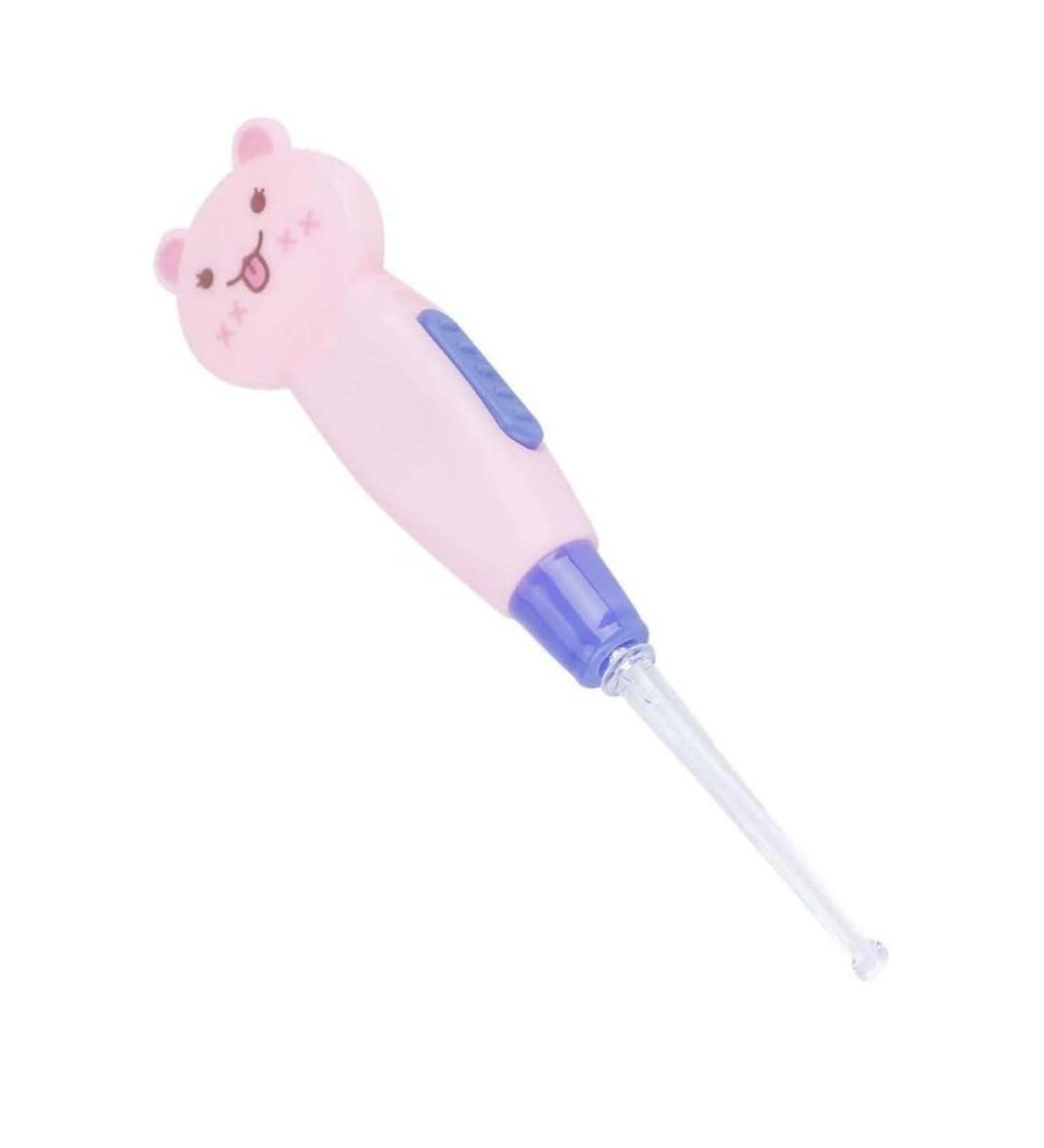 Pink Cat Cartoon Baby Ear Cleaner - LED Earpick & Replacement Head for Kids | Safe Earwax Removal Tool - Buy Online on GoSupps.com