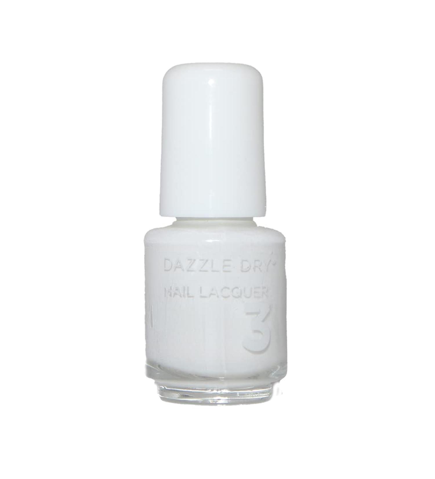 Dazzle Dry Nail Mini Lacquer - White Lightning (0.17 fl oz) - True Stark White Full Coverage Cream - Buy Online on GoSupps.com