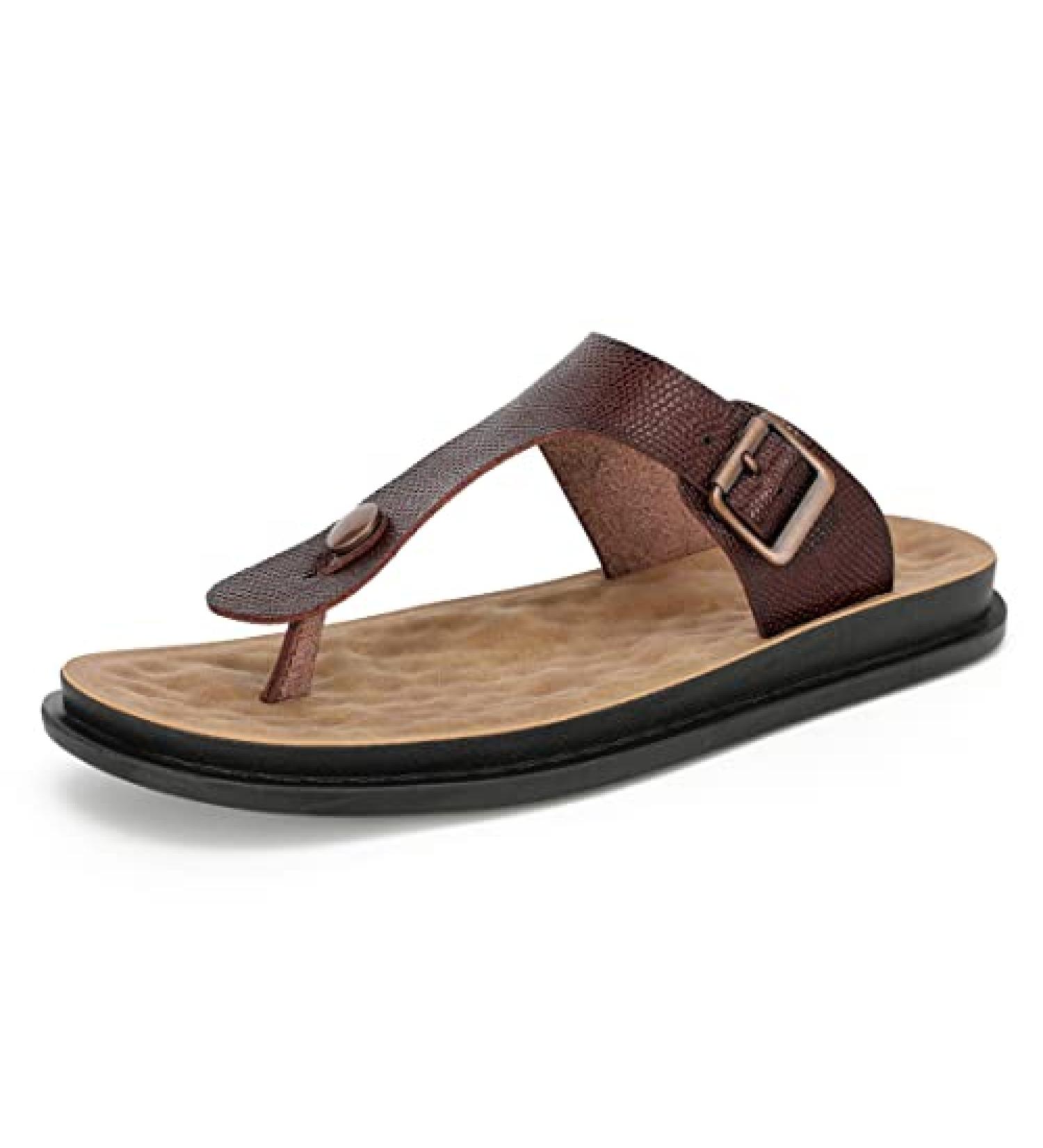 Harssidanzar Men's Orthotic Arch Support Flip-Flops, Snakeskin Design, Size 11 - Buy Online on GoSupps.com