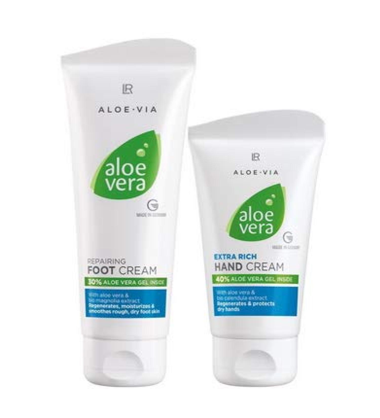 LR ALOE VIA Aloe Vera Hand & Foot Care Set | Repairing Foot Cream & Rich Hand Cream for Healthy Skin - Buy Online on GoSupps.com