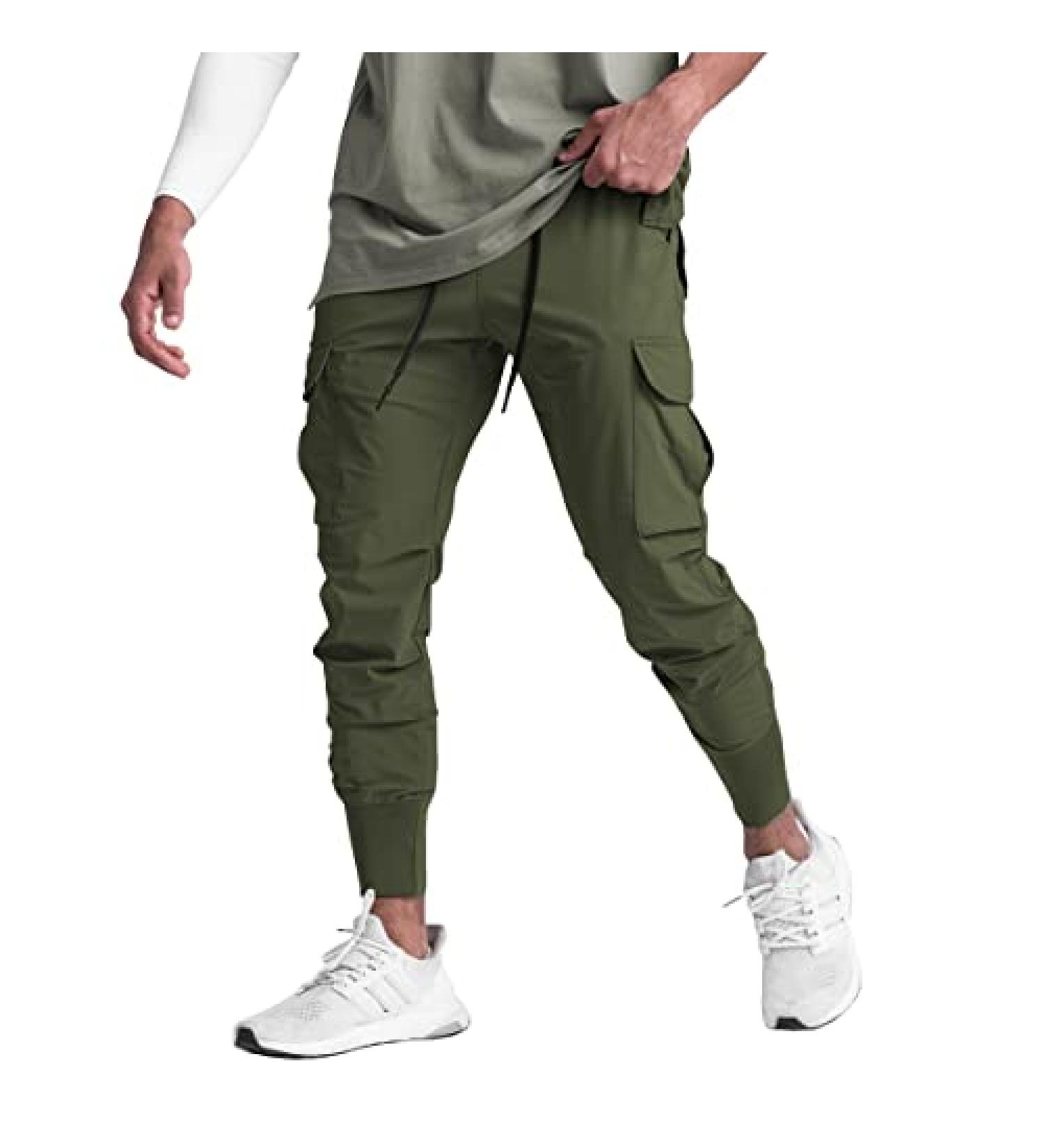 Muscle Killer Men's Running Jogger Pants - Lightweight Quick Dry Athletic Sweatpants for Workout & Hiking - Medium Army Green - Buy Online on GoSupps.com