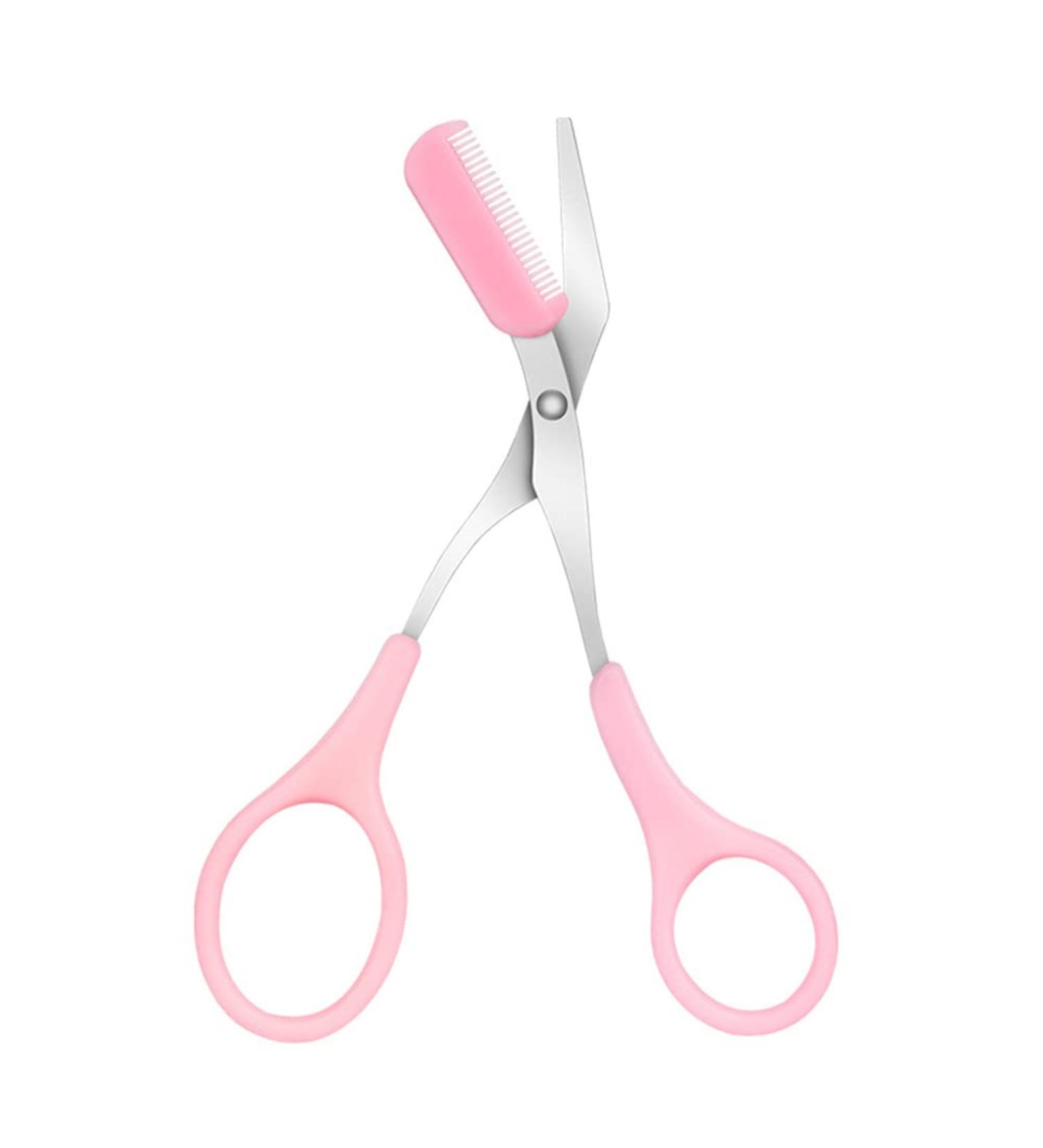 Pink Stainless Steel Eyebrow Grooming Shear Scissors with Plastic Comb - AKOAK 1 Count - Buy Online on GoSupps.com
