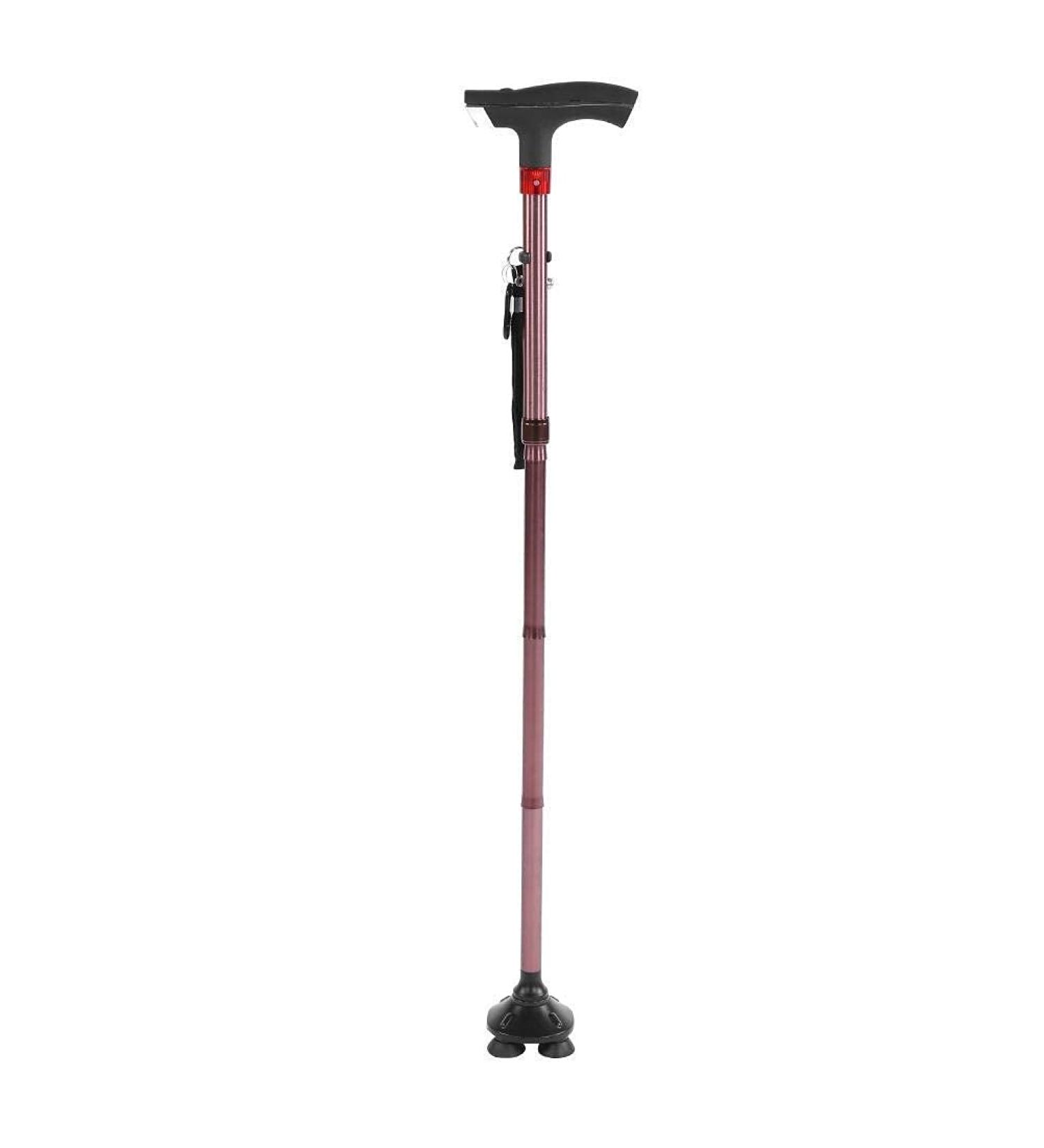MidiLi Elderly Crutches Five-Section Foldable Aluminum T-Shaped Non-Slip Cane Lighting Light with Alarm Crutch Cane Outdoor Old Disabled Person Everything is fine - Buy Online on GoSupps.com