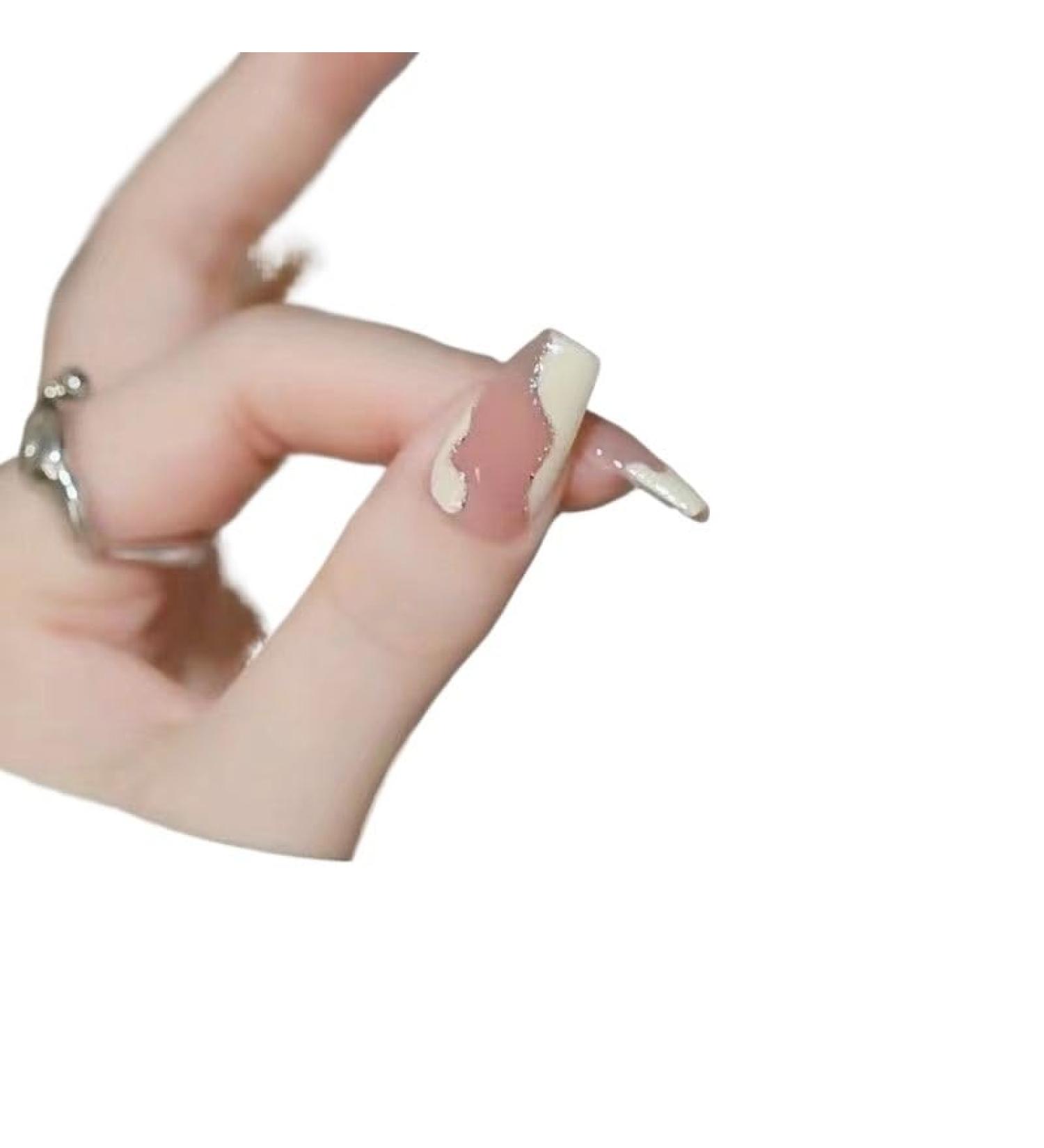 Temperament manicure handmade irregular cream powder removable manicure (M) - Buy Online on GoSupps.com