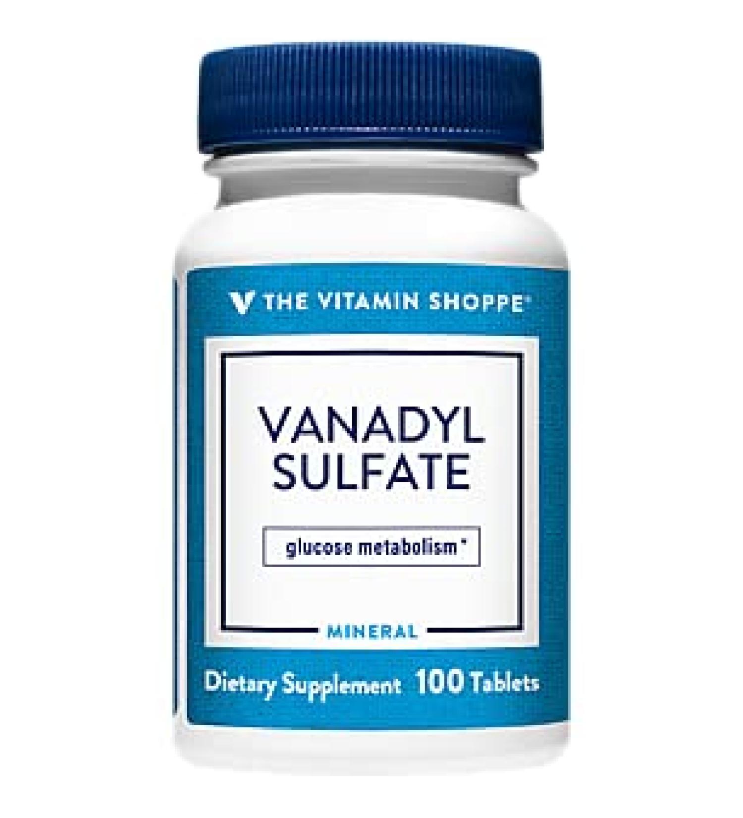 Vitamin Shoppe Vanadyl Sulfate 2mg Trace Mineral - Supports Glucose Metabolism - 100 Tablets - Buy Online on GoSupps.com