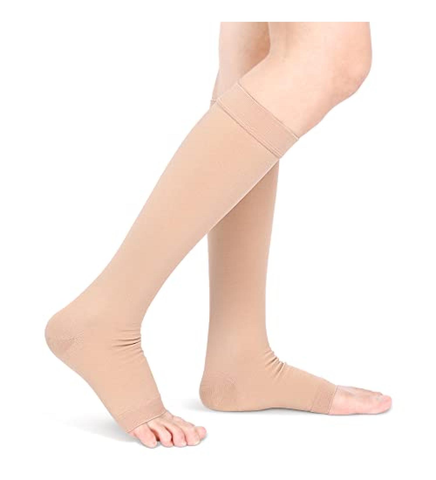 Shop Open Toe Compression Stockings for Men & Women | 20-30 mmHg Knee-High Calf Sleeves for Travel & Pregnancy - Buy Online on GoSupps.com