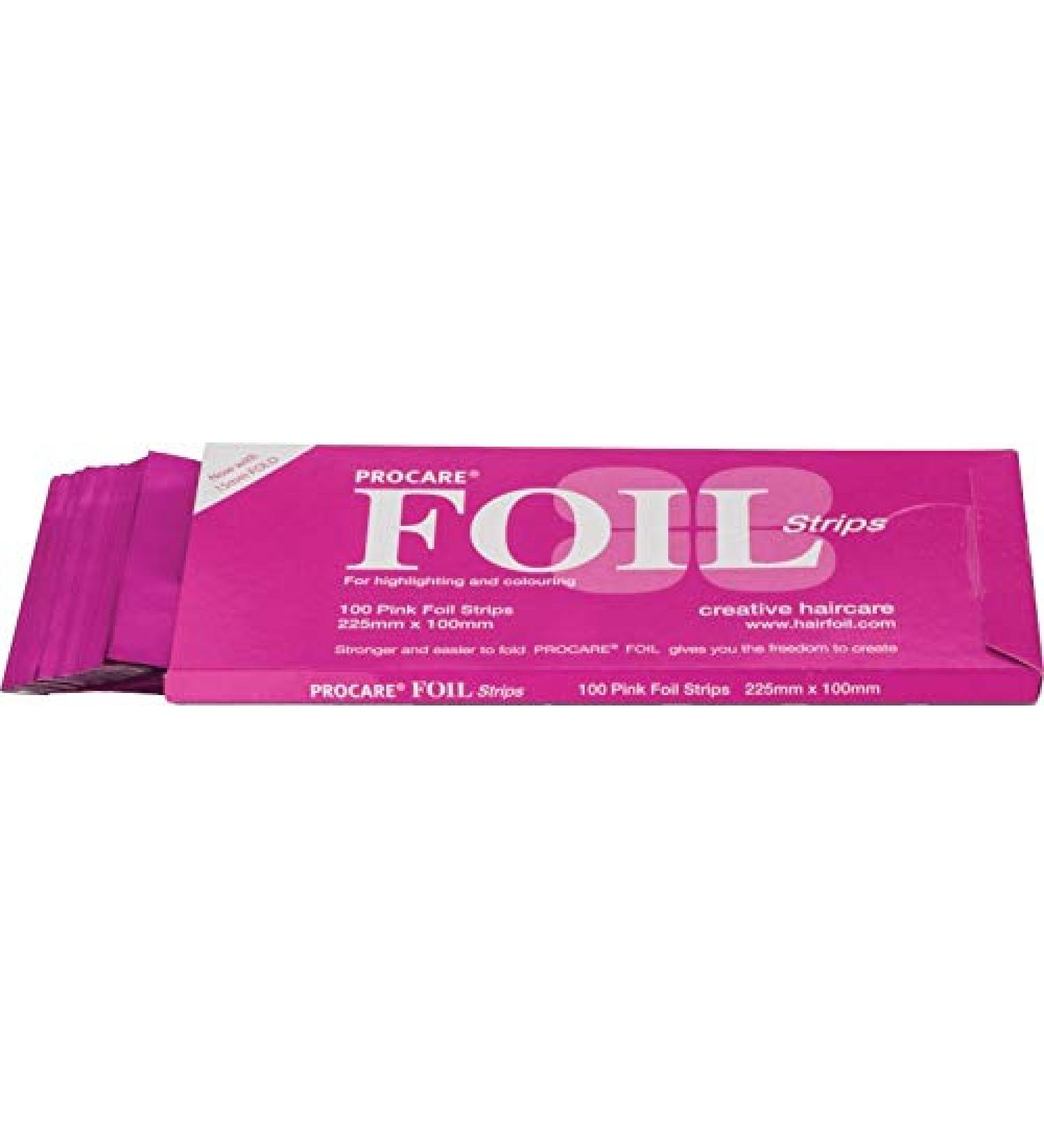 Procare Pre Cut Foil Strips PINK - 225mm x 100mm x 100 strips