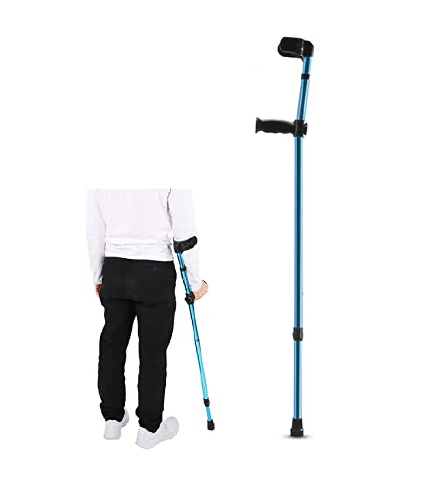 Adult Folding Forearm Crutch with Open Cuff Blue Portable Adjustable Walking Stick for Elderly Disabled and Physically Impaired 1 Unit Innovate - Buy Online on GoSupps.com