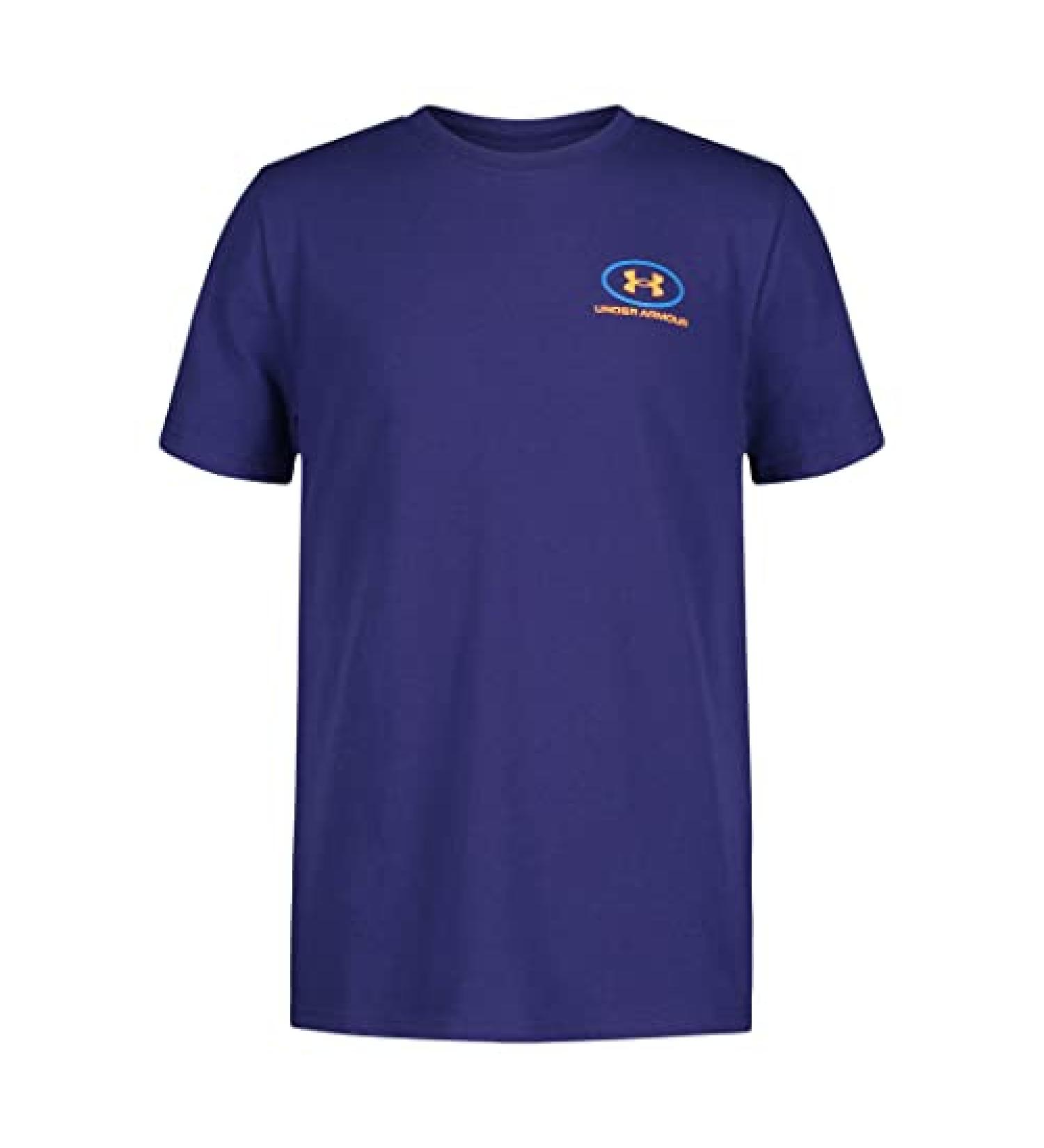 Under Armour Boys' Outdoor Short Sleeve T-Shirt, Crewneck Medium Sonar Blue Bass Catch