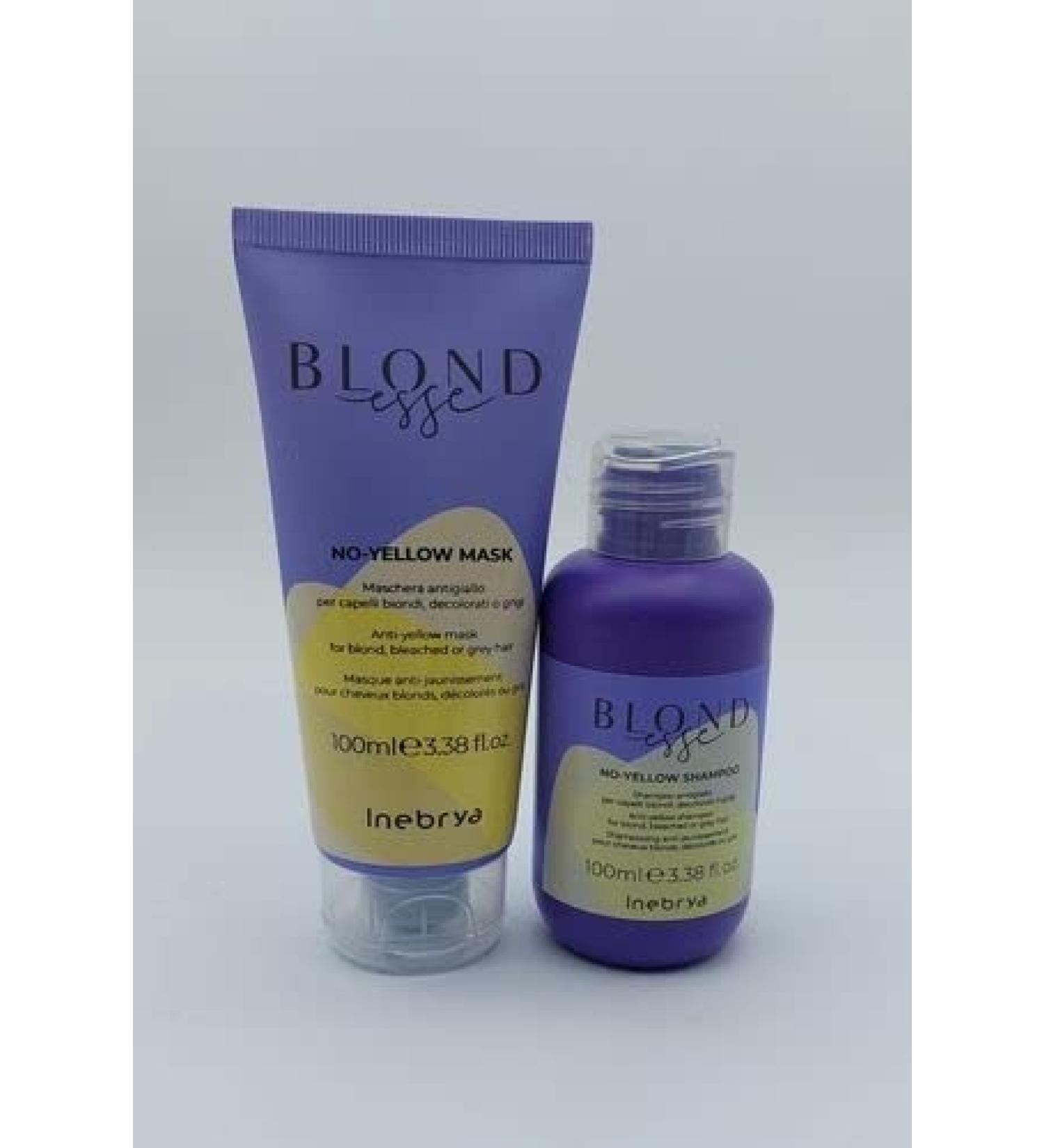 Inebrya | Blondesse - No Yellow Masque antijaune tonalisant hydratant illuminant pour cheveux blonds d color s ou gris - 100 ml