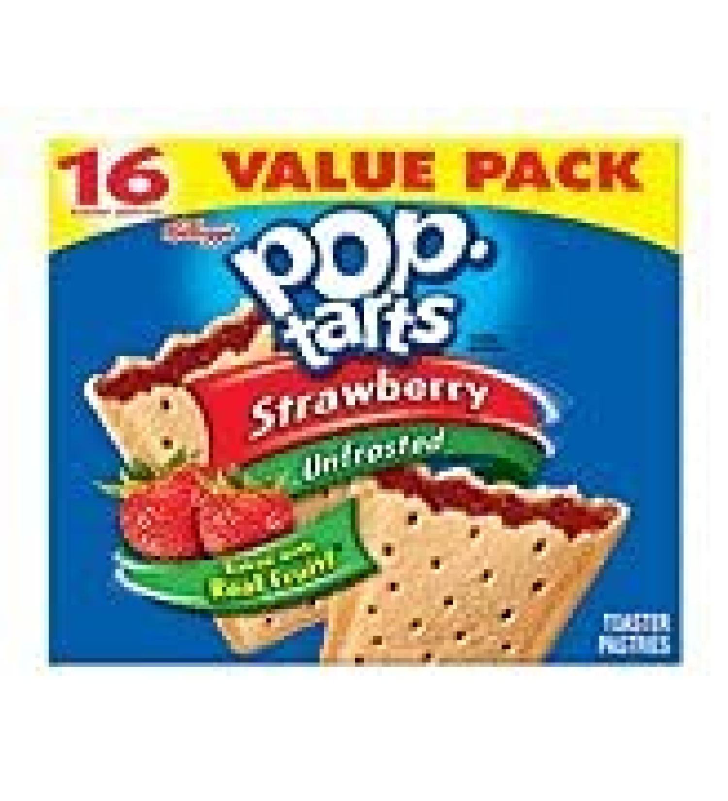 Pop-Tarts Strawberry Unfrosted Toaster Pastries 16 Toaster 29.3 OZ