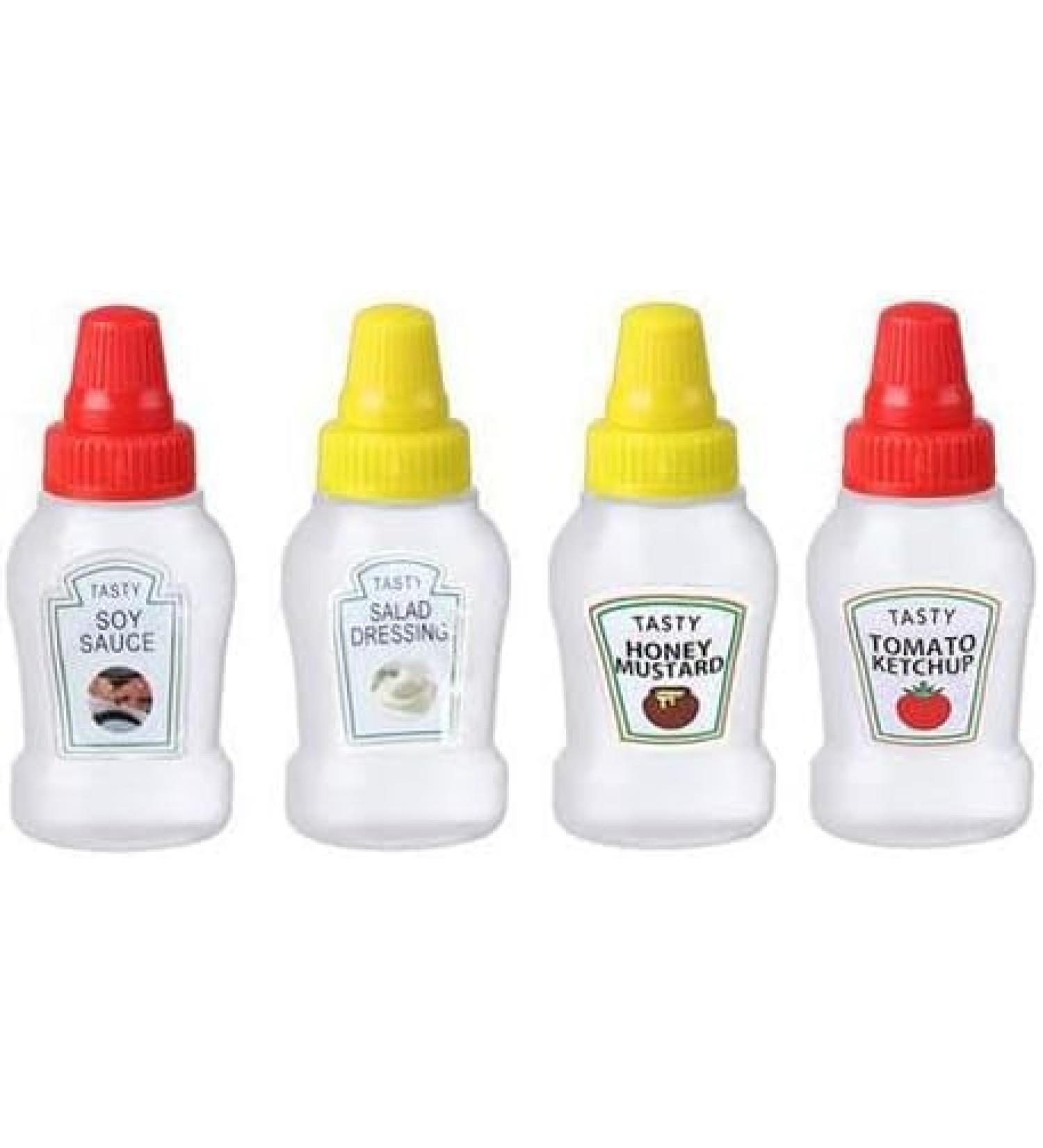 4Pcs Mini bottles mini ketchup bottle maggi bottle spice bottles sauce bottle mini salt shaker for on the go for hot sauce barbecue sauce olive oil ketchup mayonnaise Sauces and Marinades - Buy Online on GoSupps.com