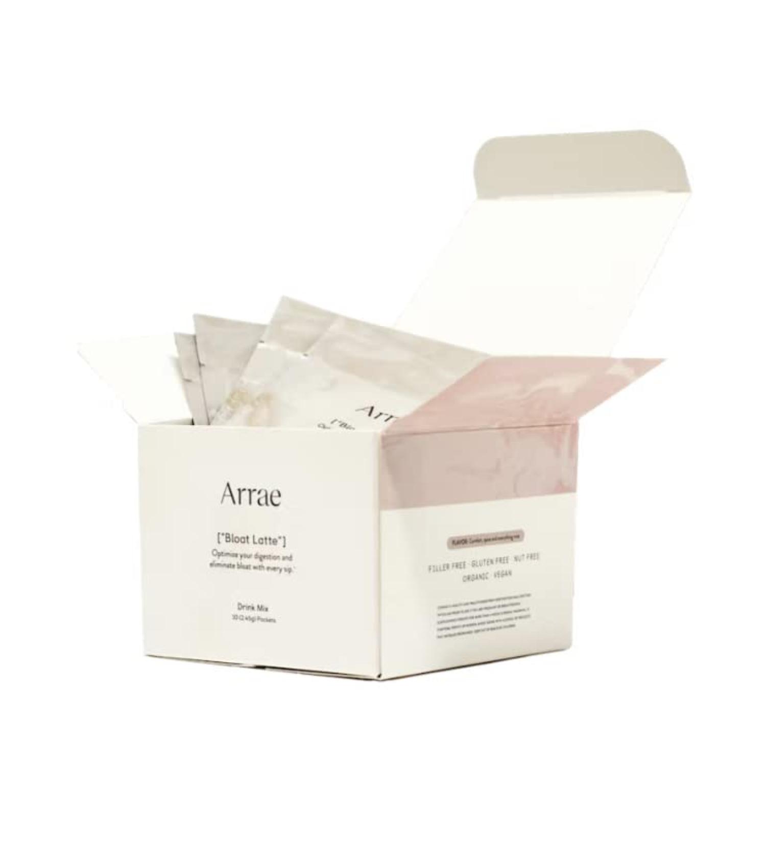 Arrae Bloat Latte Digestive Supplement - Fast-Acting Relief with Peppermint, Dandelion Extract, Ginger & Cinnamon - 10 Drink Mixes for Bloating & Stomach Gas - Buy Online on GoSupps.com