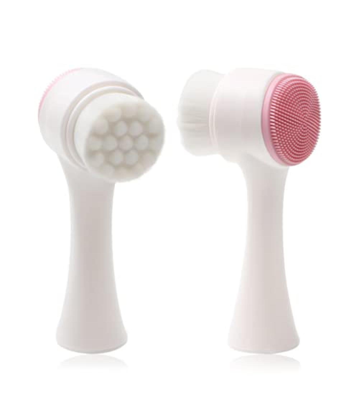KDDOM 2 in 1 Facial Cleansing Brush for Deep Pore Exfoliation - Soft Bristles Silicone Massager for Blackhead & Acne Removal (Pink) - Buy Online on GoSupps.com