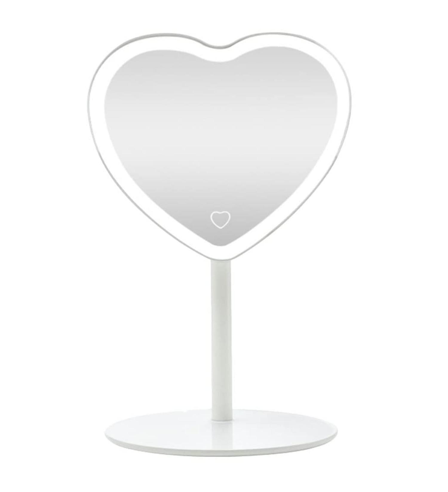 Minkissy LED Love Heart Desktop Makeup Mirror - Touch Sensor Cosmetic Mirror for Home Dormitory - Buy Online on GoSupps.com