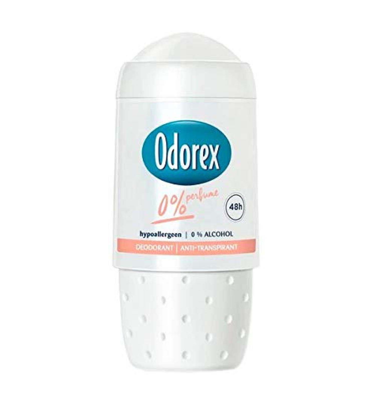 Odorex Roll-on Deodorant for Women - 0% Fragrance - Hypoallergenic and Effective for 48 Hours - 50ml - Pack of 6