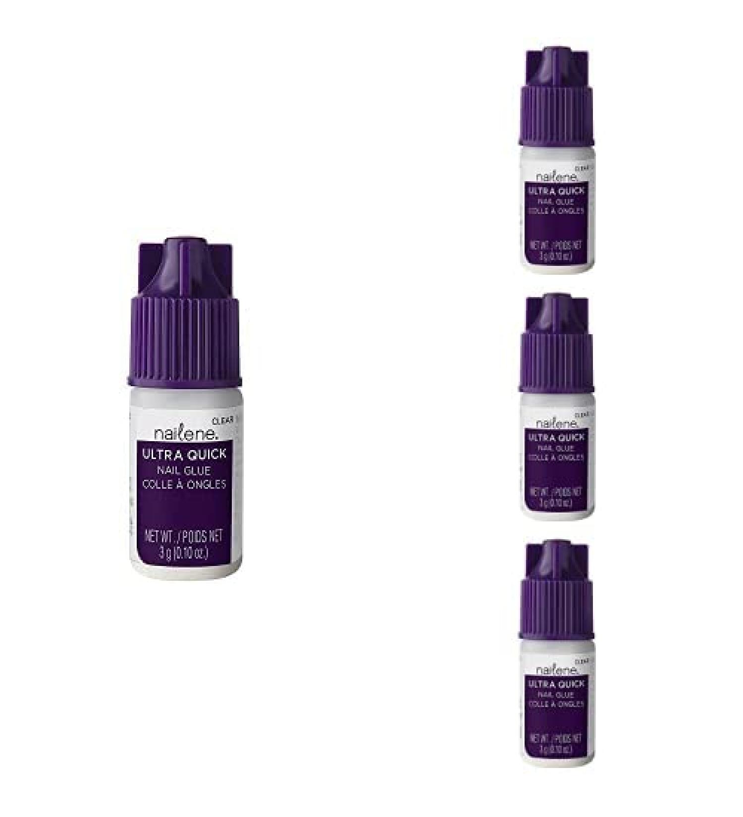 Nailene Ultra Quick Nail Glue 0.10 oz - Durable & Easy to Apply False Nail Glue - Repairs Natural Nails - Quick-Drying Adhesive - Lasts Up to 7 Days - Nail Care Essential (Pack of 4) - Buy Online on GoSupps.com