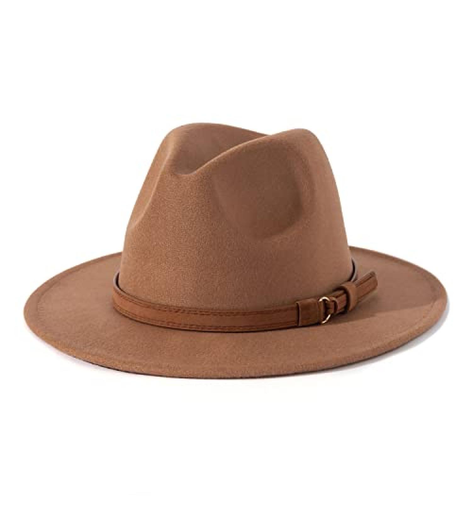 Lisianthus Vintage Wide Brim Fedora Hat - Khaki Large - Men & Women - Buy Online on GoSupps.com