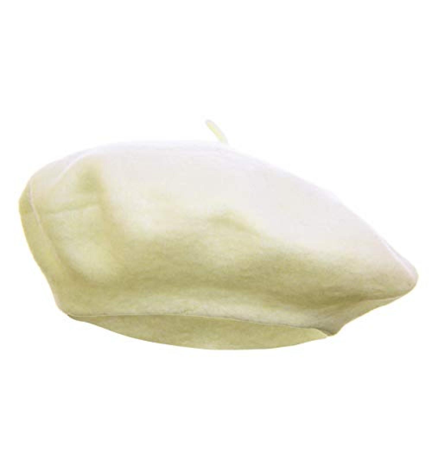 VGLOOK French Style Classic Solid Color Wool Berets Beanies Cap Hats Off-white