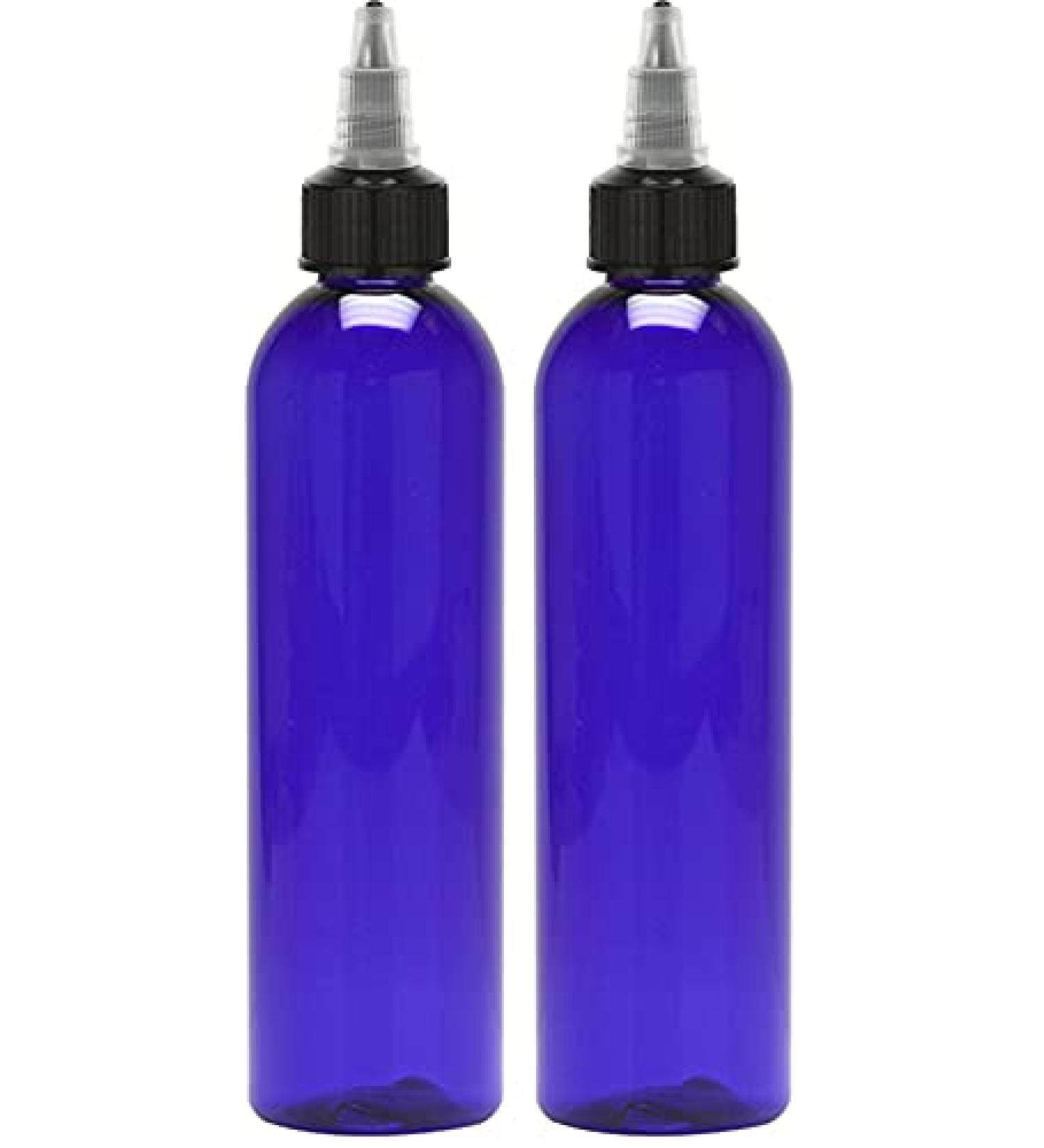 8 oz Twist Top Applicator Bottle - BPA-Free PET, Refillable, Black Nozzle - Blue - Multi Purpose - Buy Online on GoSupps.com