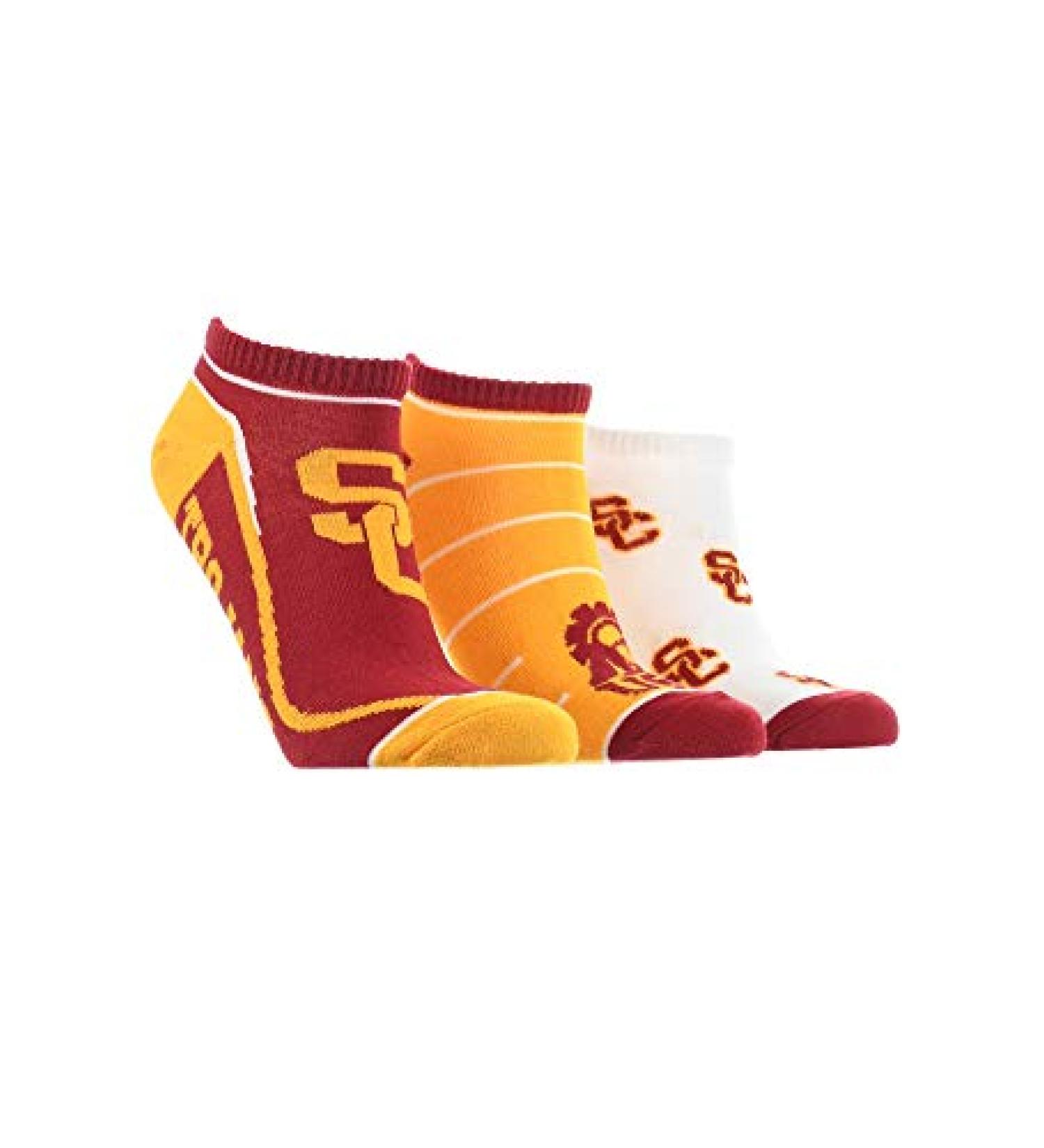 USC Trojans No Show Socks 3 Pack - Red/Gold/White - Medium - Buy Online on GoSupps.com