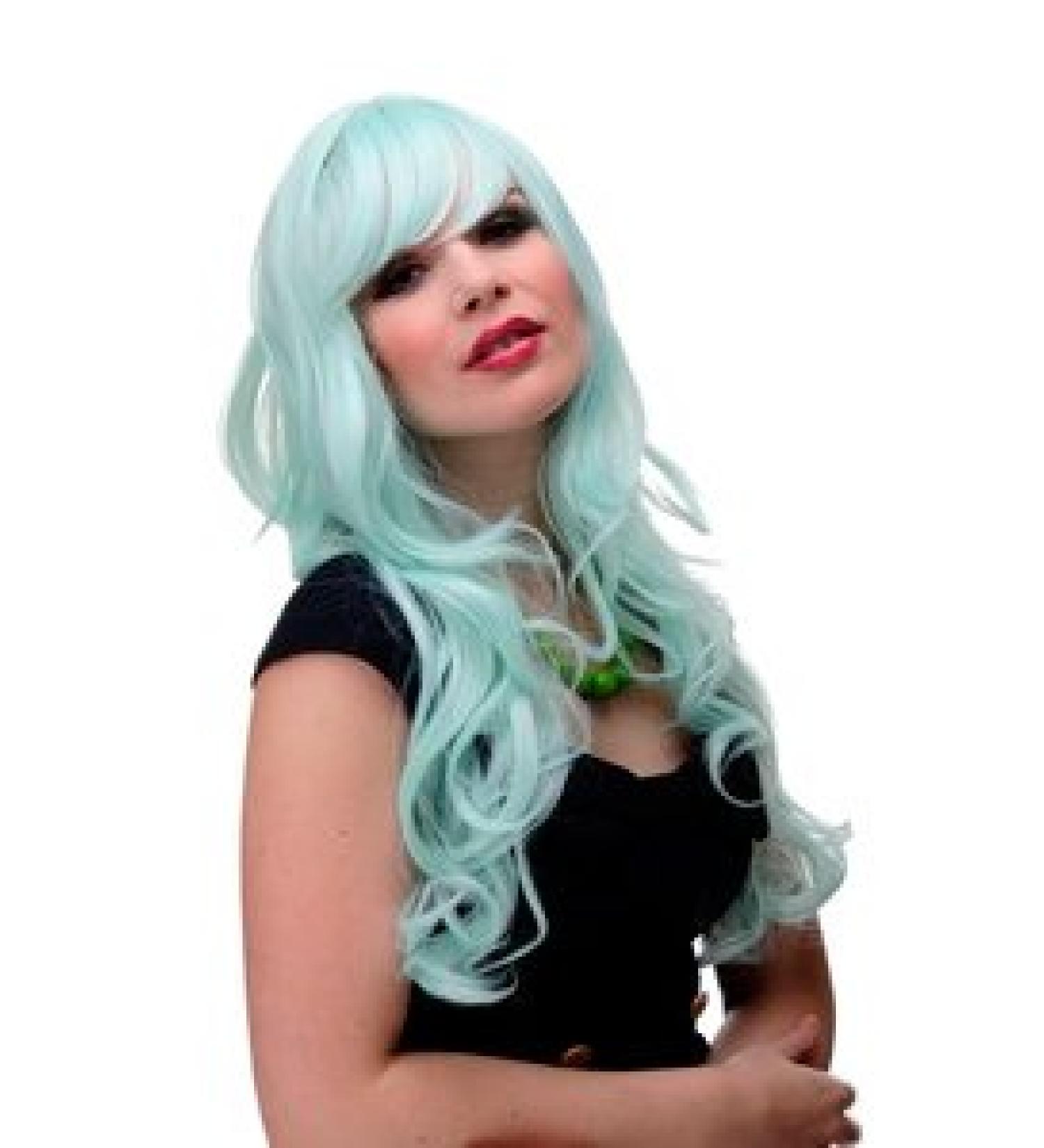 Buy WIG Me Up 285 T5507 - Women's Light Green Wig with Strong Curls & Smooth Pony | 65 cm Cosplay Hair - Buy Online on GoSupps.com