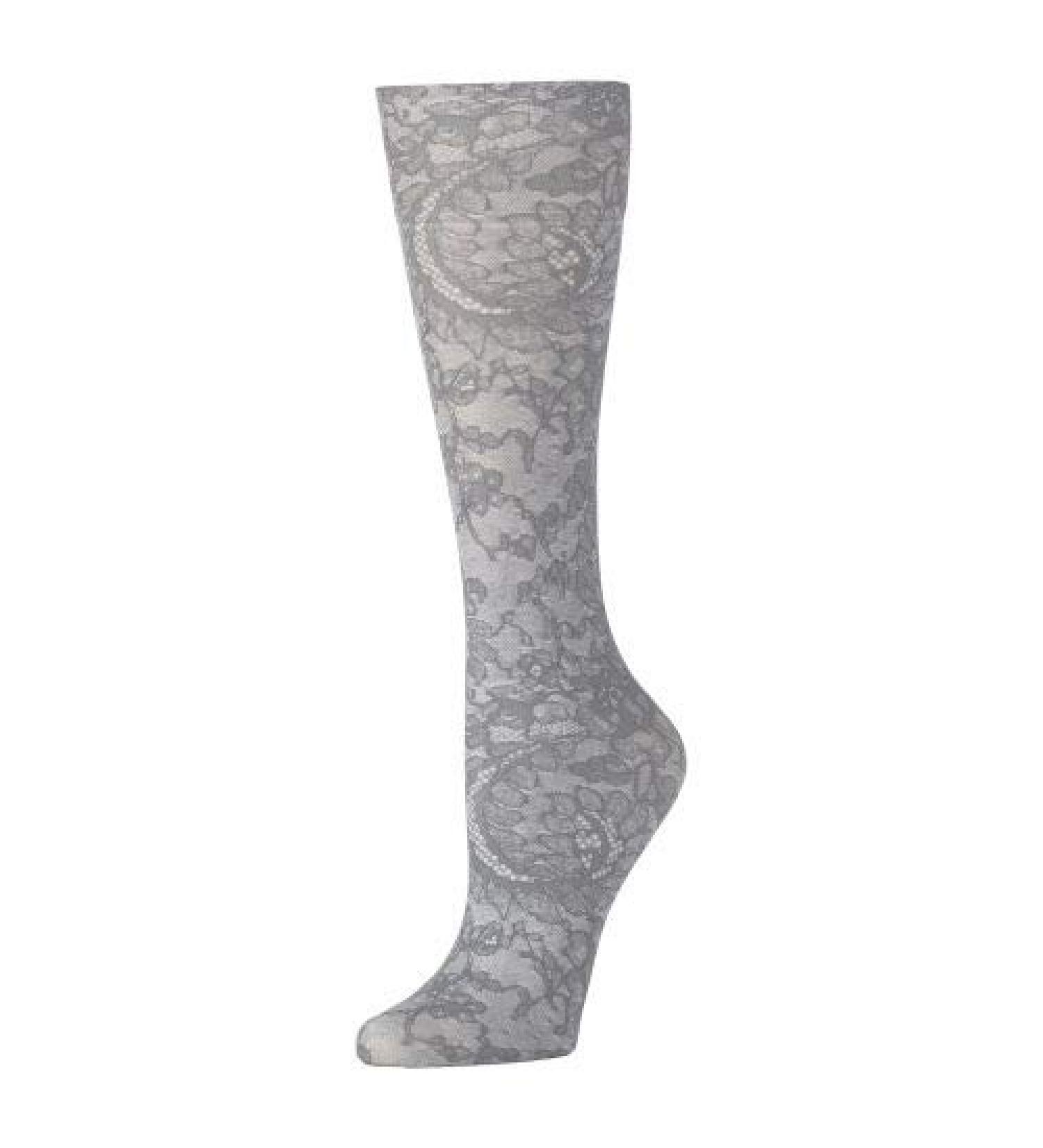 Red Moby Celeste-Stein-CMPS-2243 Womens 8-15 mmHg Compression Sock - Grey Morning Lace