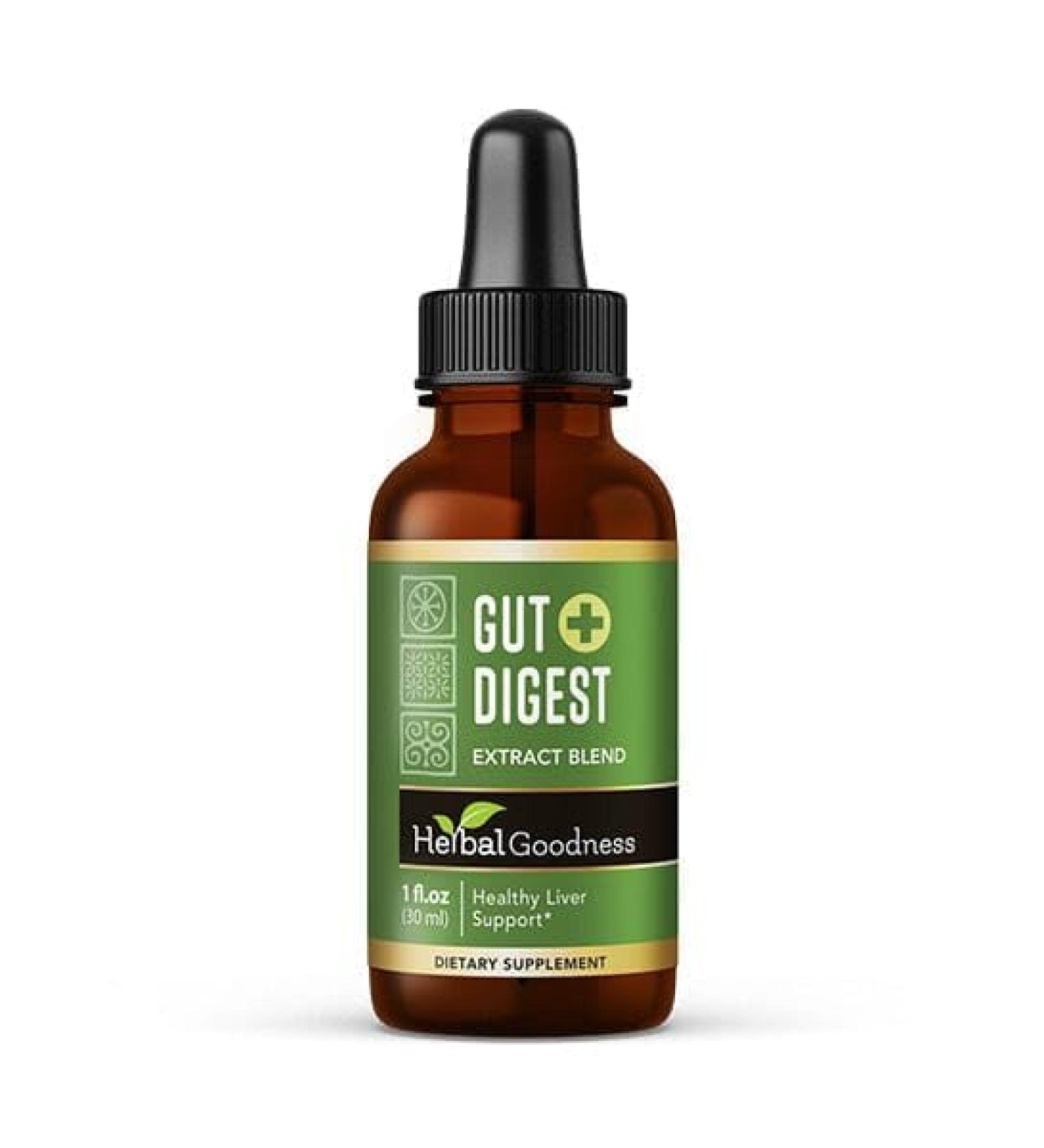 Herbal Goodness Gut Digest Plus 1oz Liquid Digestive & Enzyme Support Herbal Supplement with Digestive Enzymes Fiber for Gut Health & Immunity Boost 1 Fl Oz (Pack of 1) - Buy Online on GoSupps.com