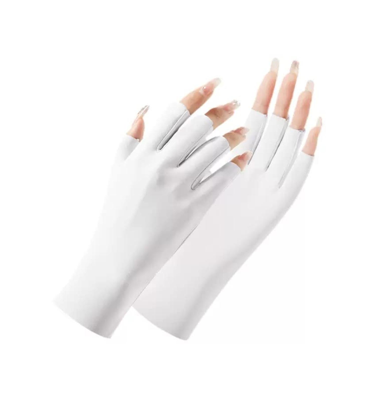 Anti UV Gloves for Nail Lamp Light Skin Care Fingerless Gloves for Protecting Hands from The Sun and Nails UV Light White - Buy Online on GoSupps.com