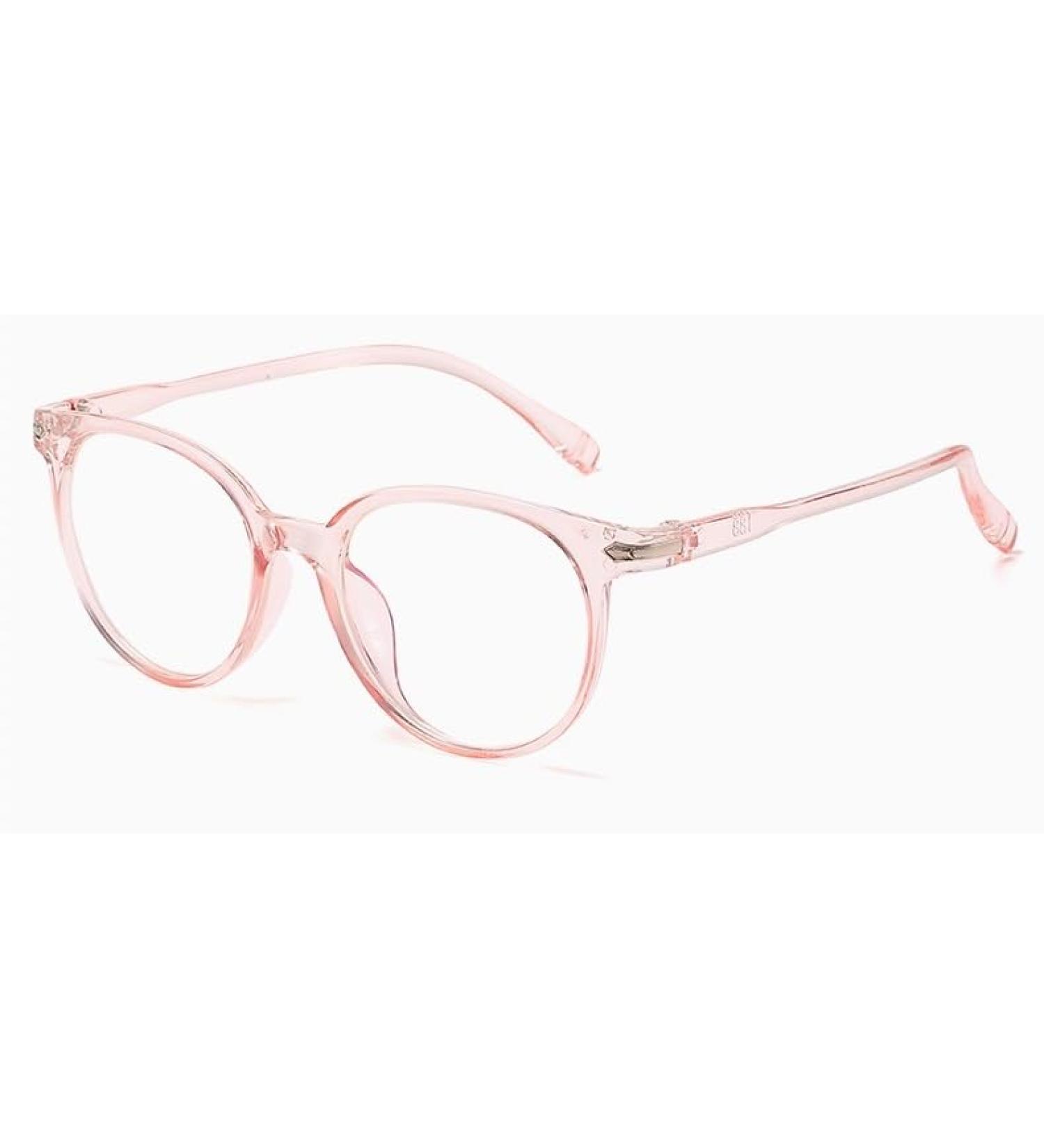 Blue Light Blocking Designer Reading Glasses - Pink +250 Anti-Glare Computer Eyewear - Stylish Round Flat Light Mirror Design - Buy Online on GoSupps.com
