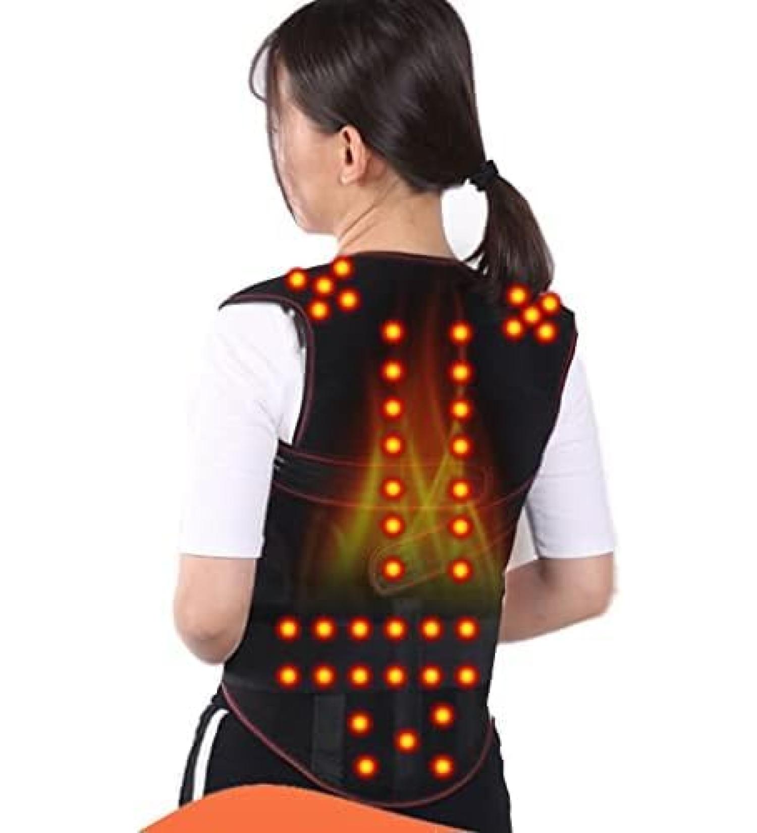 Self-Heating Vest Back Brace Support Belt Lumbar Support Back Brace For Lifting Back Pain Sciatica Scoliosis Herniated Disc Adjustable Support Straps L