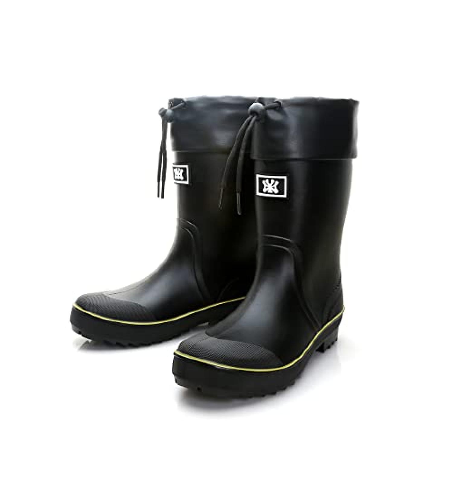 Men's Waterproof PVC Rubber Garden Rain Boots - Comfortable Mid-Calf Lightweight Adjustable Chelsea Ankle Fishing Shoes for Outdoor Work - Size 10.5 (Black-Yellow) - Buy Online on GoSupps.com