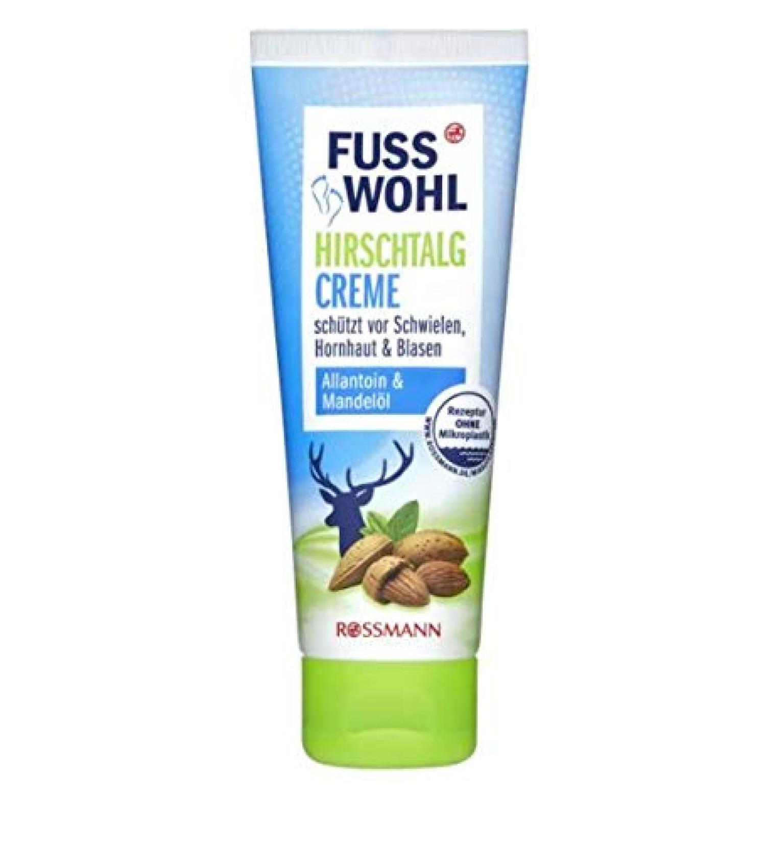Hirschtalg cream - foot care - also suitable for hands - protects against calluses cornea and blisters - with allantoin and almond oil - 75 ml