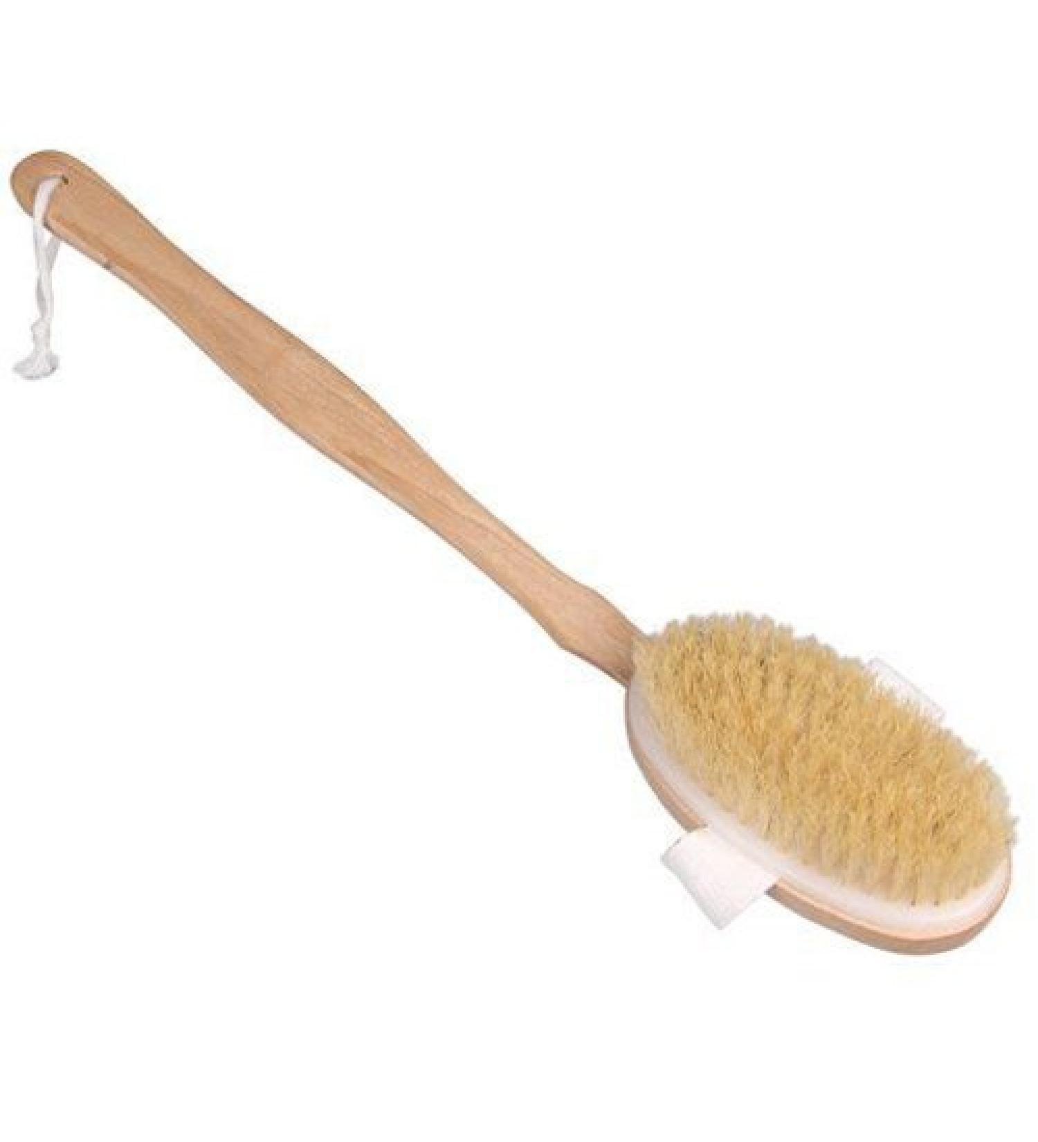 Premium Wooden Handle Bath & Shower Back Brush - Skin Cleaning Scrubber Tool for All Body Types - Buy Online on GoSupps.com