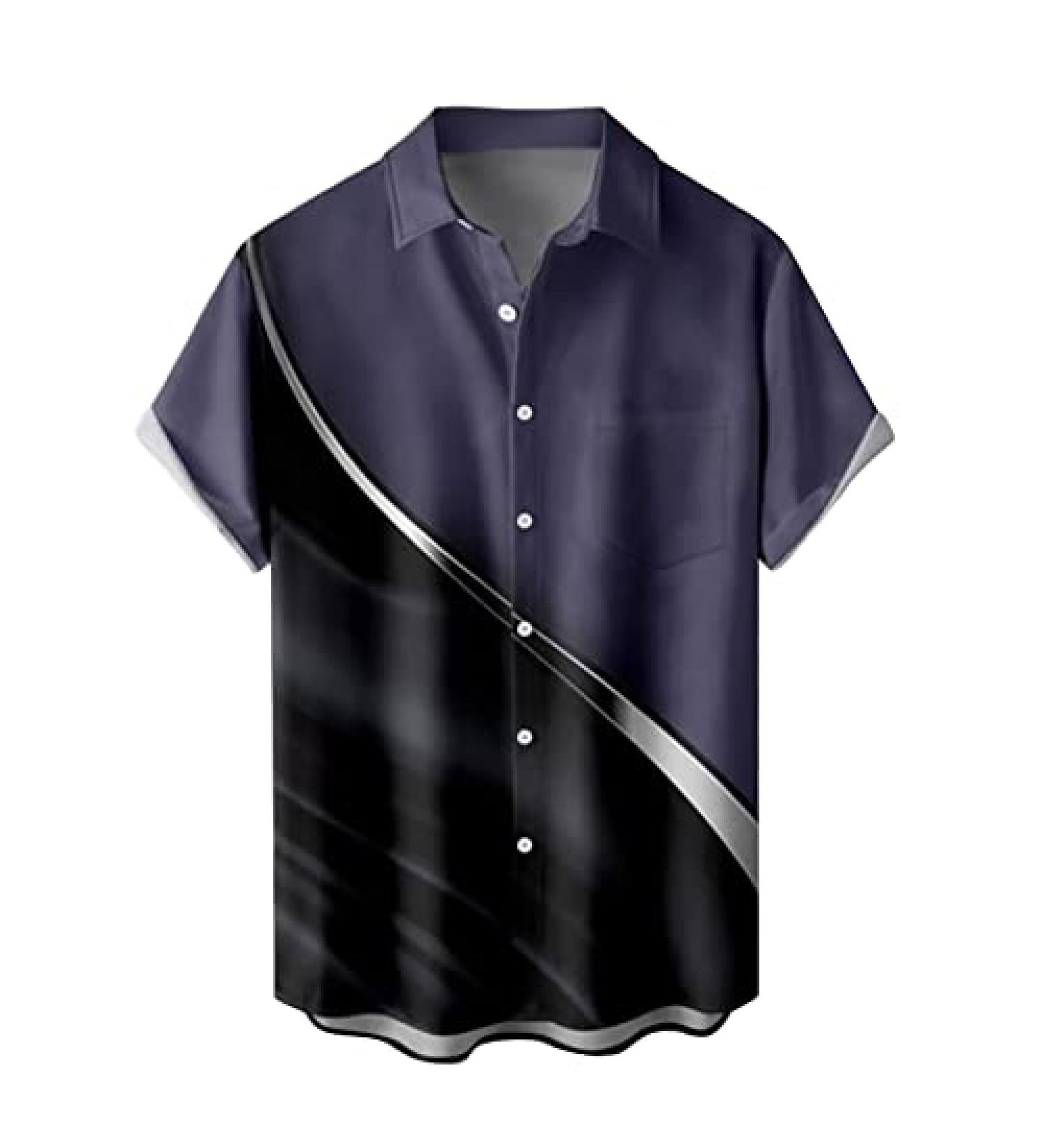 Men's Casual Fashion Short Sleeve Hawaiian Shirt - Purple - 3XL - Buy Online on GoSupps.com