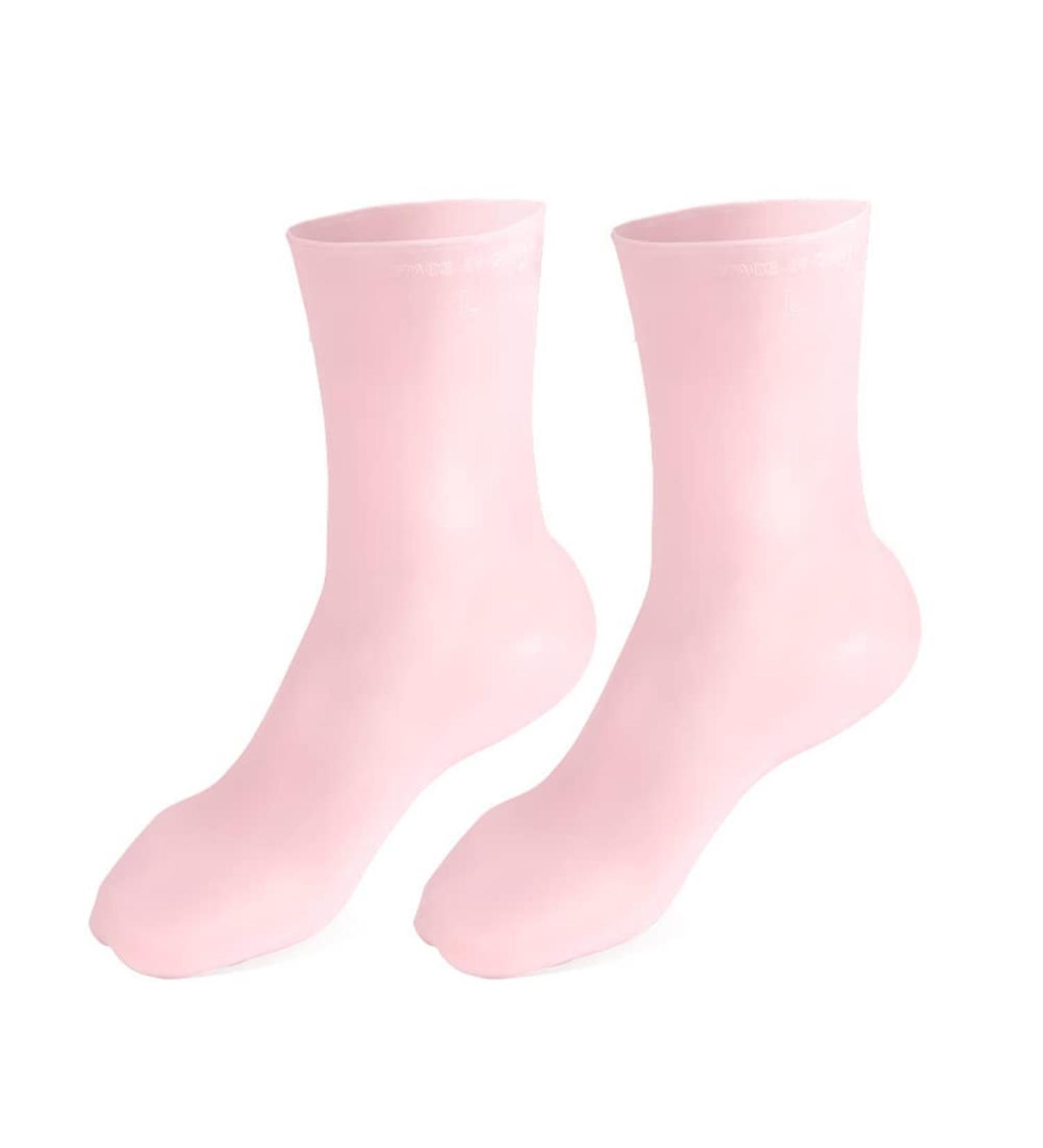 Kylewo Silicone Protective Socks - Moisturizing Anti-Crack Foot Care Gel Socks for Beauty Salon - Pink L (40-44) - International Shipping Available - Buy Online on GoSupps.com