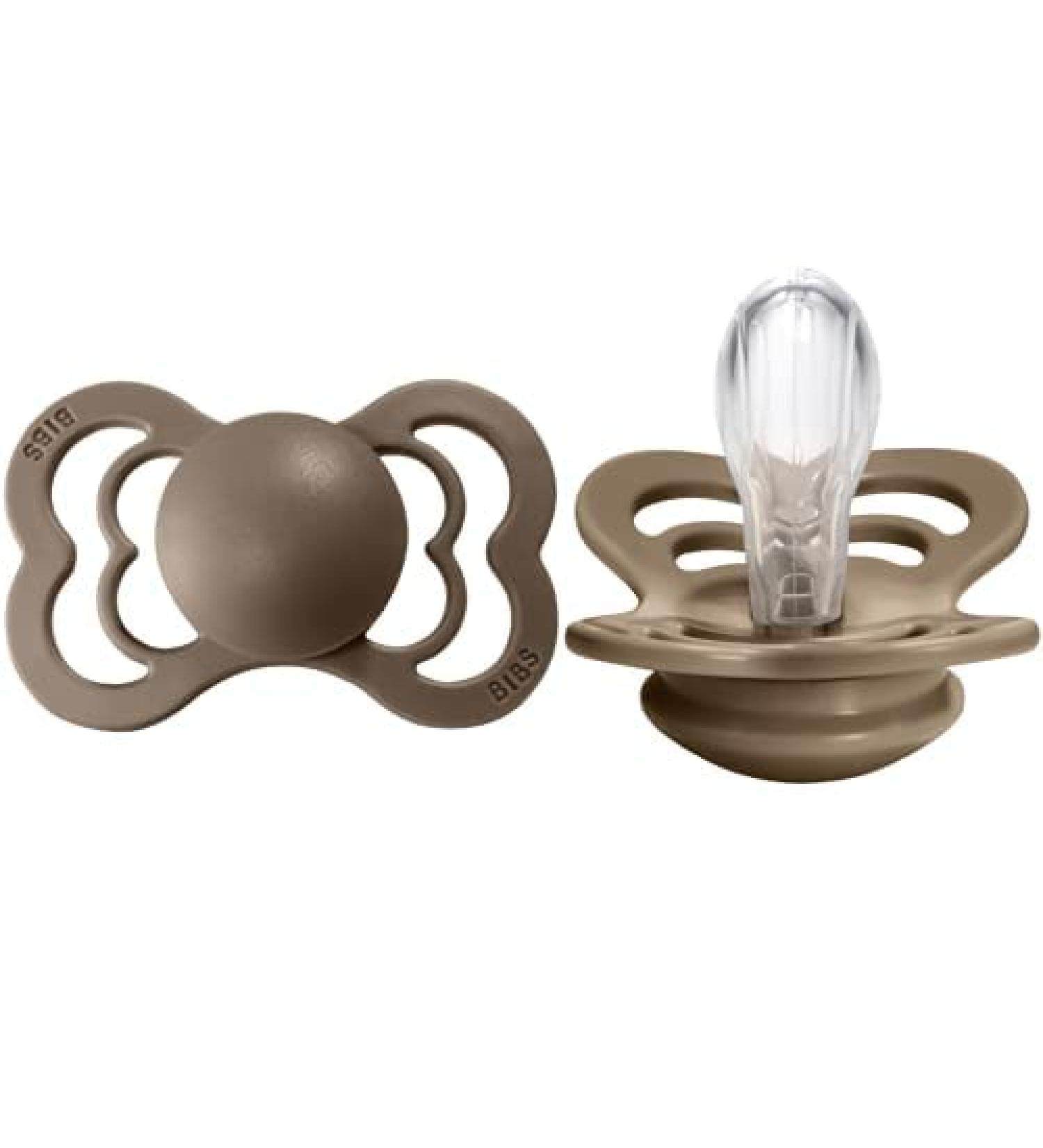 BIBS Pacifiers - Supreme Collection | BPA-Free Baby Pacifier | Made in Denmark | Set of 2 Dark Oak Color Premium Soothers | Size 6-18 Months - Buy Online on GoSupps.com