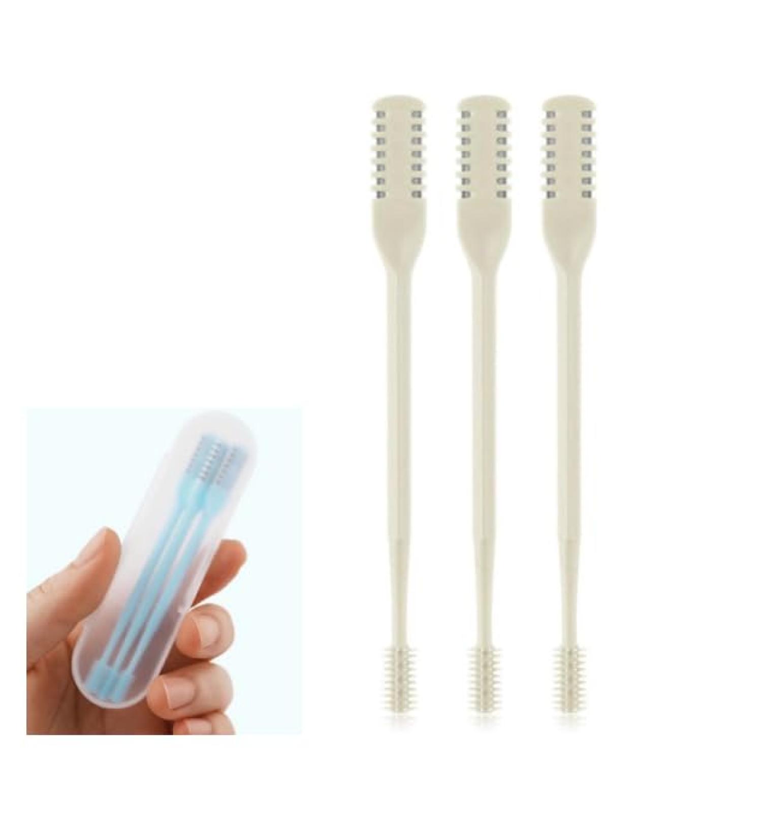 2-in-1 Nose Hair Scissors & Trimmer - 2024 Double-Sided Nose Hair Removal Tool for Men & Women - 360 Rotating Design with Ear Clips - Cream (3 Sticks - Buy Online on GoSupps.com