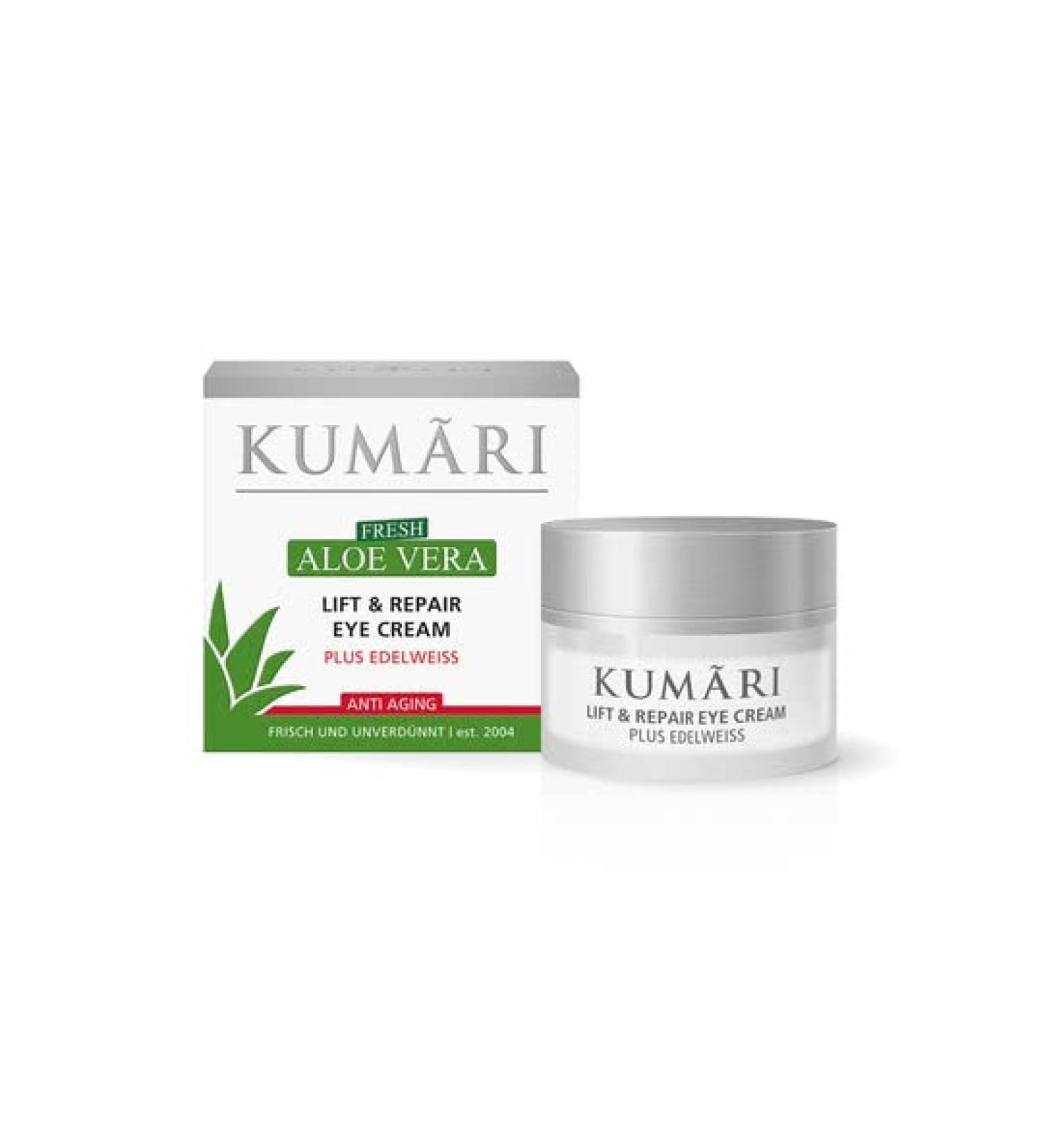 Kumari Lift & Repair Eye Cream | 70% Organic Aloe Vera & Edelweiss | Anti-Aging Moisturizing Eye Treatment (15ml) - Buy Online on GoSupps.com