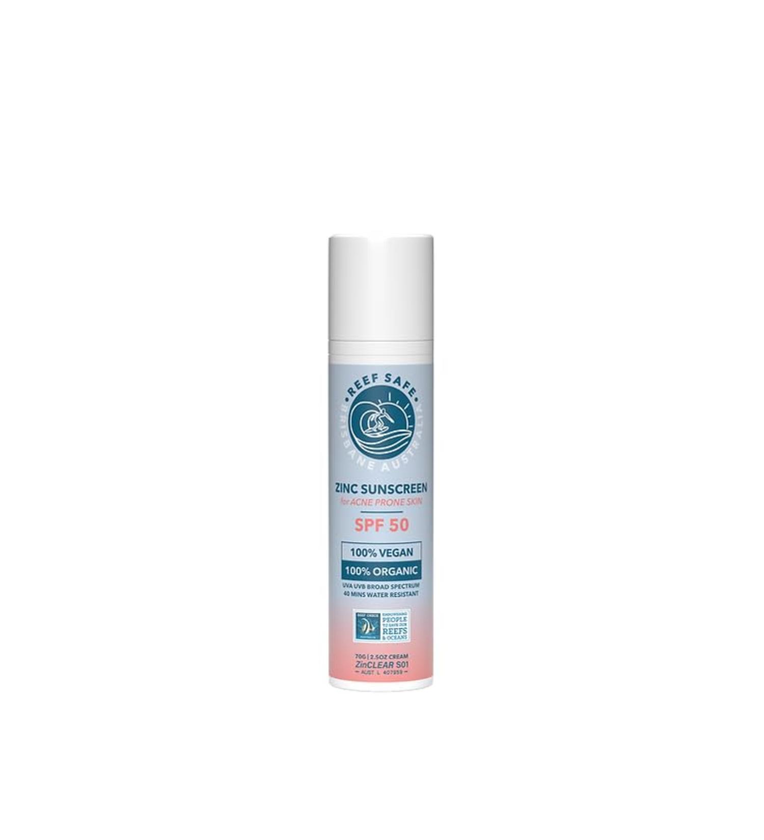 Coral Reef Safe Sunscreen SPF50 for Acne Prone Skin Hawaii Compliant Australian Made 100% Organic Natural Sunscreen No Chemicals
