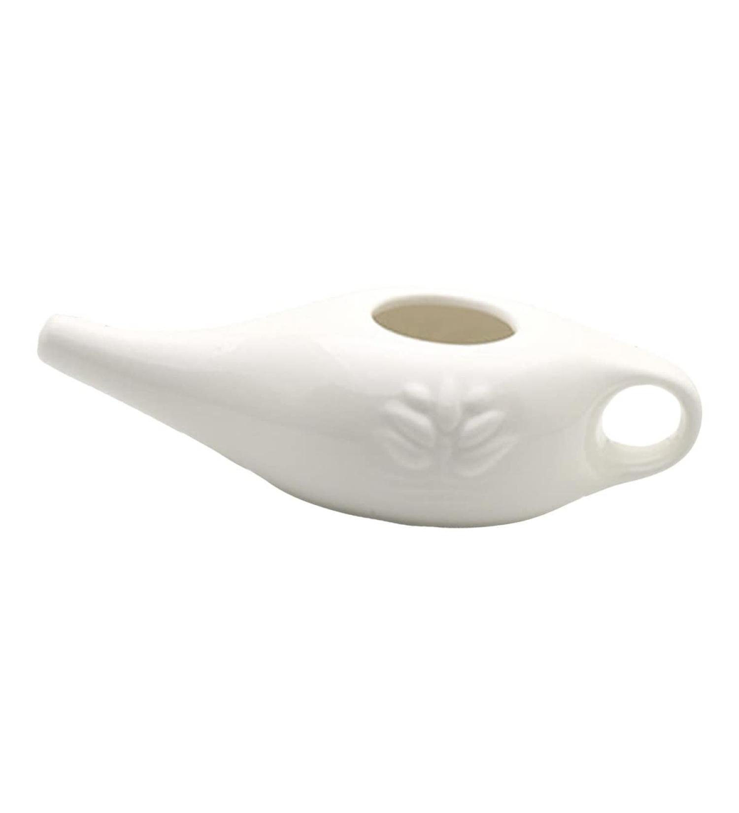 ALOEU 250Ml Ceramic Neti Pot Nose Cleaning Pot Durable Leakproof Spout Pot for Nasal Rinsing Nose Washing Men and Women White - Buy Online on GoSupps.com