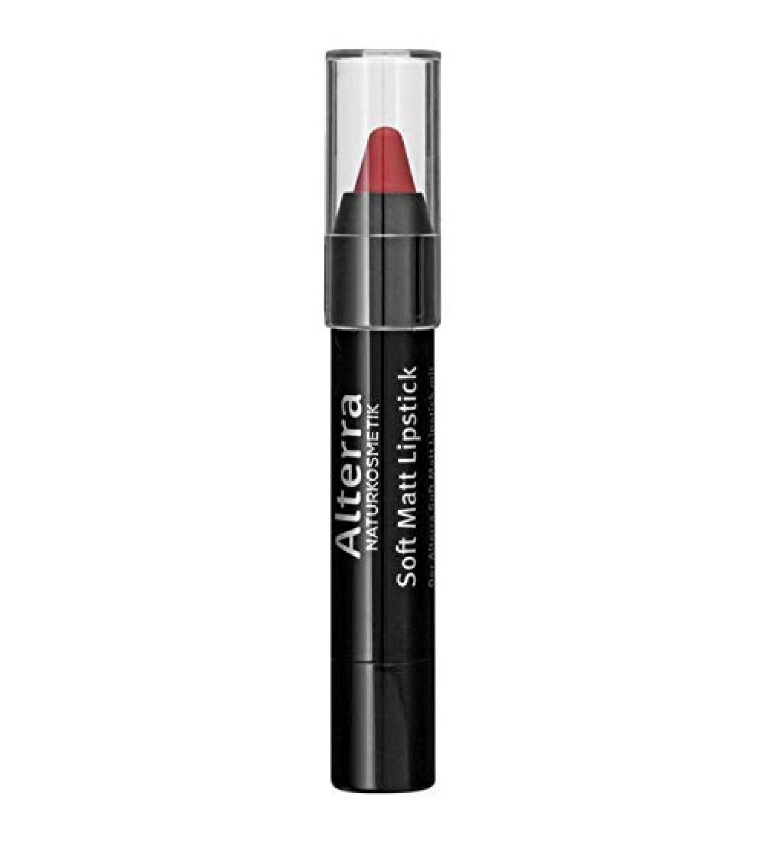 Alterra Soft Matt Lipstick 03 Modern Red 3 G Nursing Matt with organic shore and organic argan oil gluten-free certified natural cosmetics