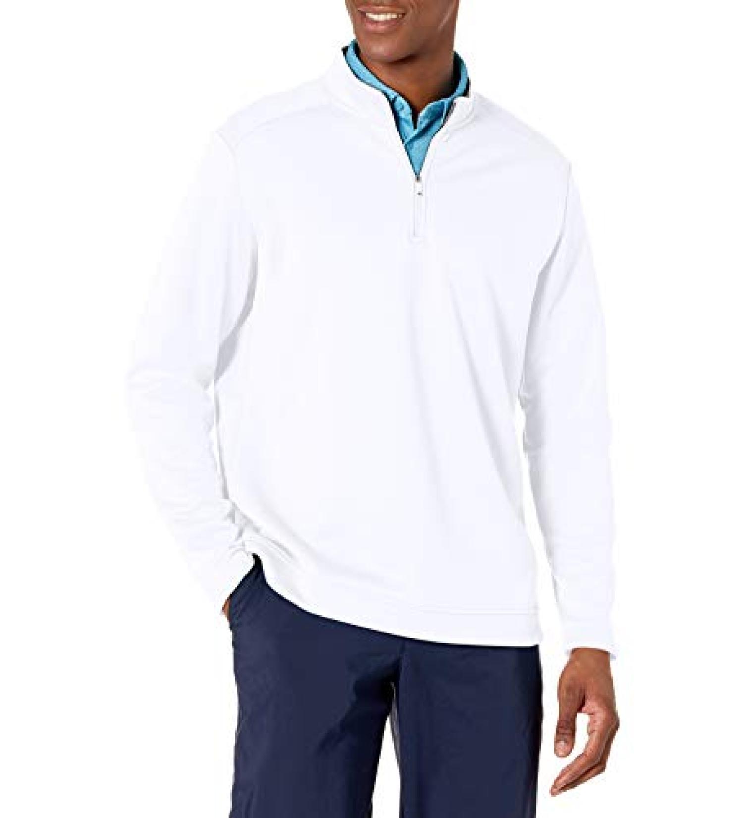 adidas Men's Club White Quarter Zip Pullover Large - Recycled Polyester - Buy Online on GoSupps.com