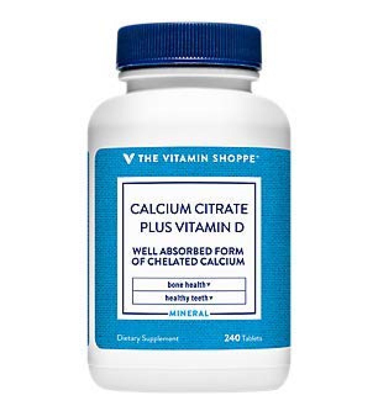 Calcium Citrate with Vitamin D - 240 Tablets | Bone & Teeth Health | Well-Absorbed Chelated Calcium | 100% Daily Value | Ergocalciferol - Buy Online on GoSupps.com