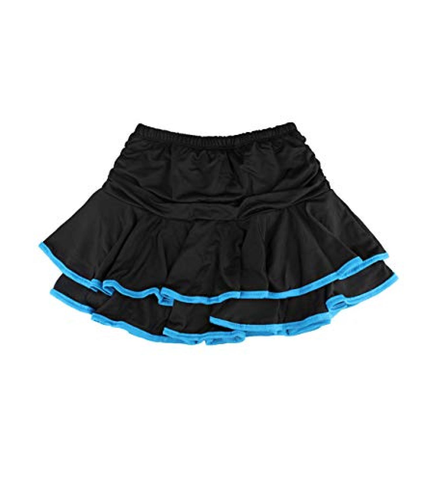 Daydance Girl's Latin Ballroom Dance Skirt with Boy Shorts - Black-blue, 7-9 Years - Buy Online on GoSupps.com